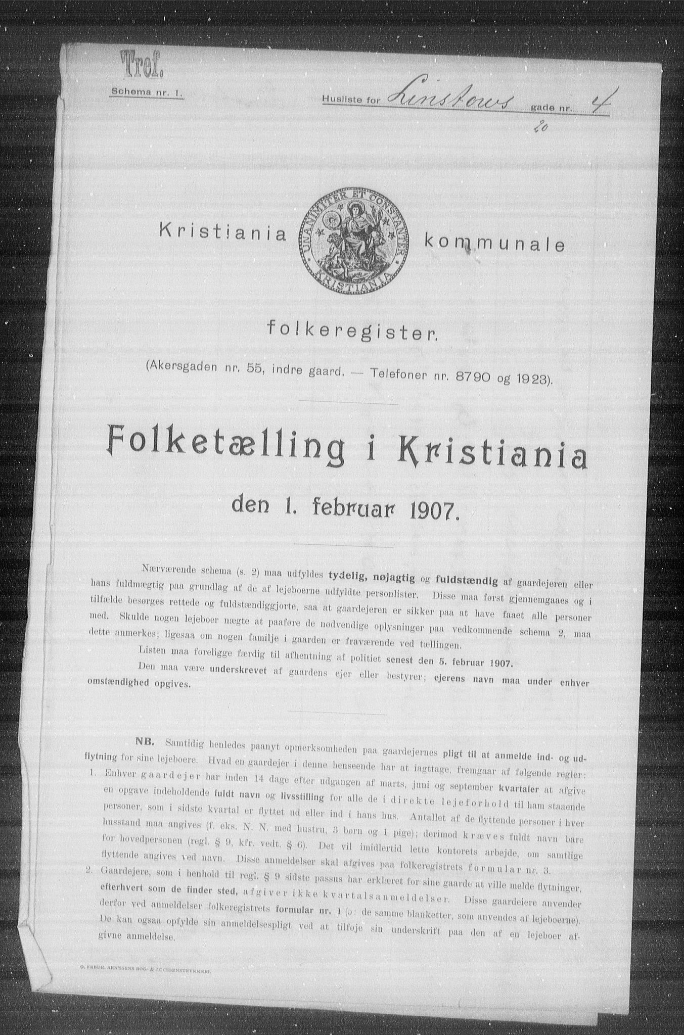 OBA, Kommunal folketelling 1.2.1907 for Kristiania kjøpstad, 1907, s. 29709