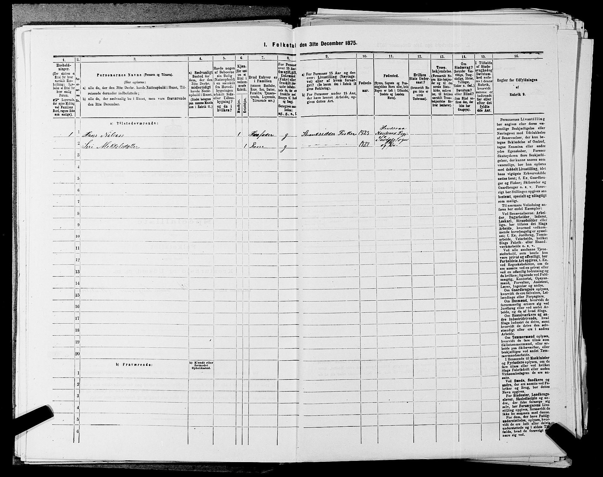 SAST, Folketelling 1875 for 1139P Nedstrand prestegjeld, 1875, s. 584