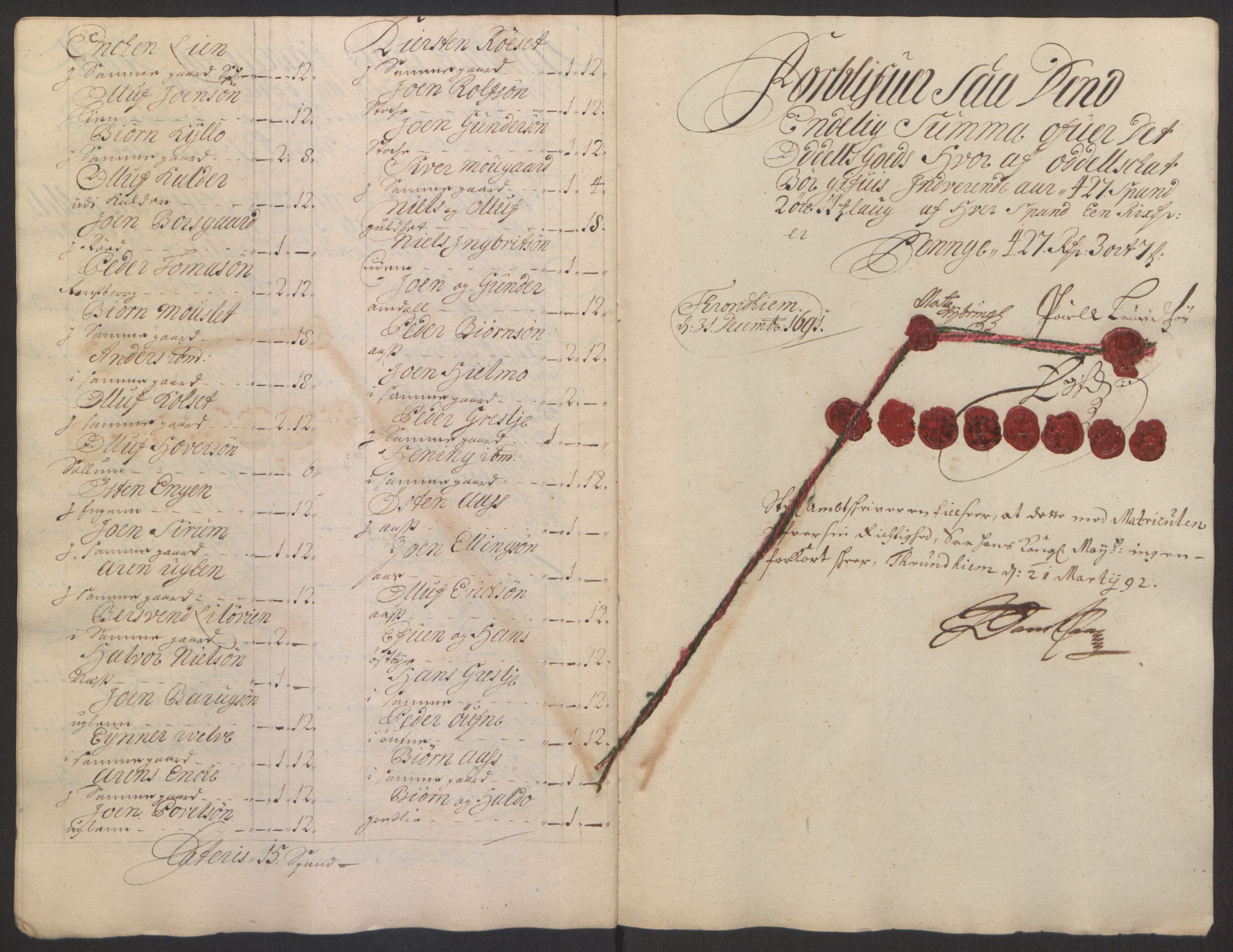 Rentekammeret inntil 1814, Reviderte regnskaper, Fogderegnskap, AV/RA-EA-4092/R61/L4103: Fogderegnskap Strinda og Selbu, 1691-1692, s. 79