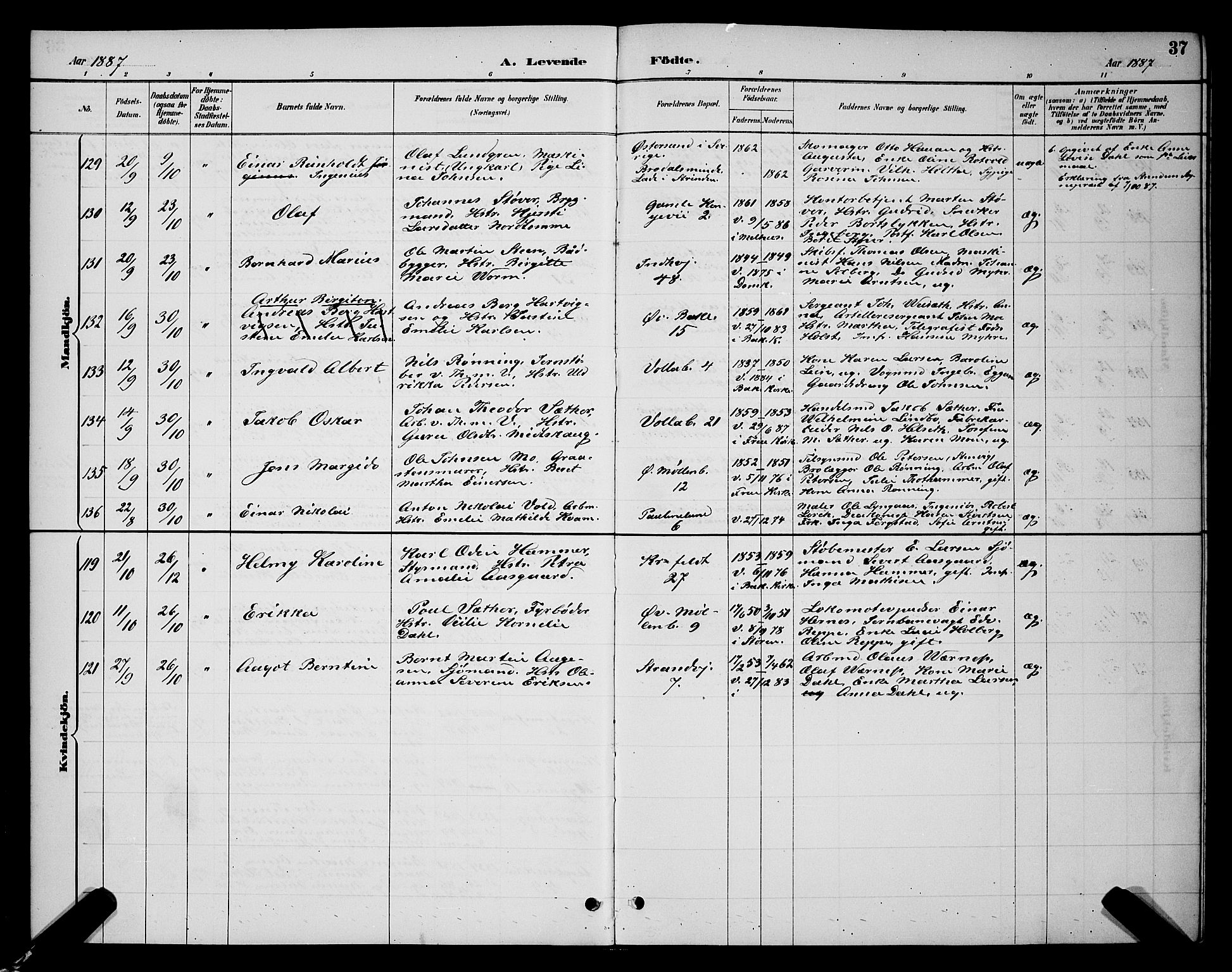Ministerialprotokoller, klokkerbøker og fødselsregistre - Sør-Trøndelag, SAT/A-1456/604/L0222: Klokkerbok nr. 604C05, 1886-1895, s. 37