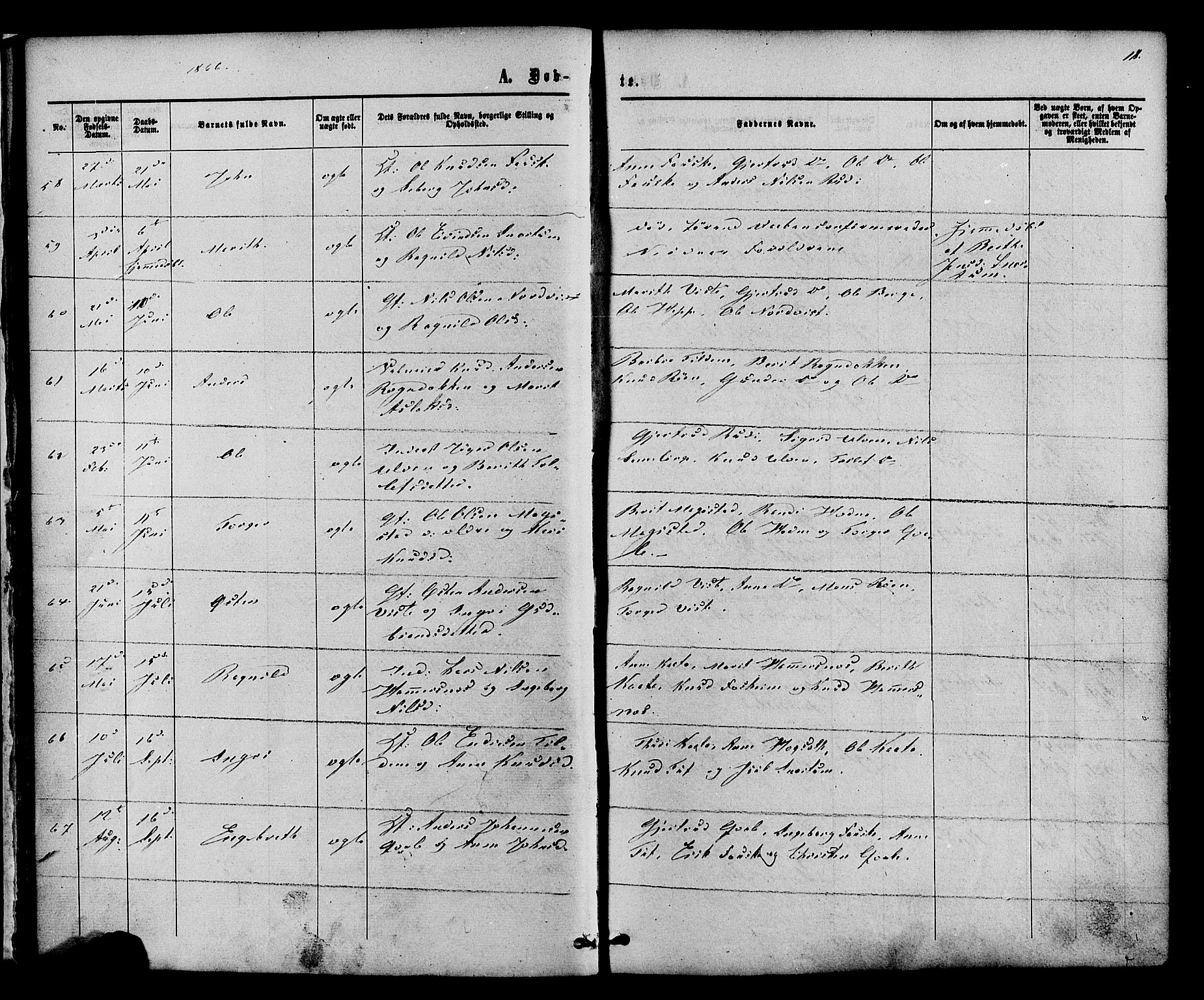 Vestre Slidre prestekontor, AV/SAH-PREST-136/H/Ha/Haa/L0003: Ministerialbok nr. 3, 1865-1880, s. 18