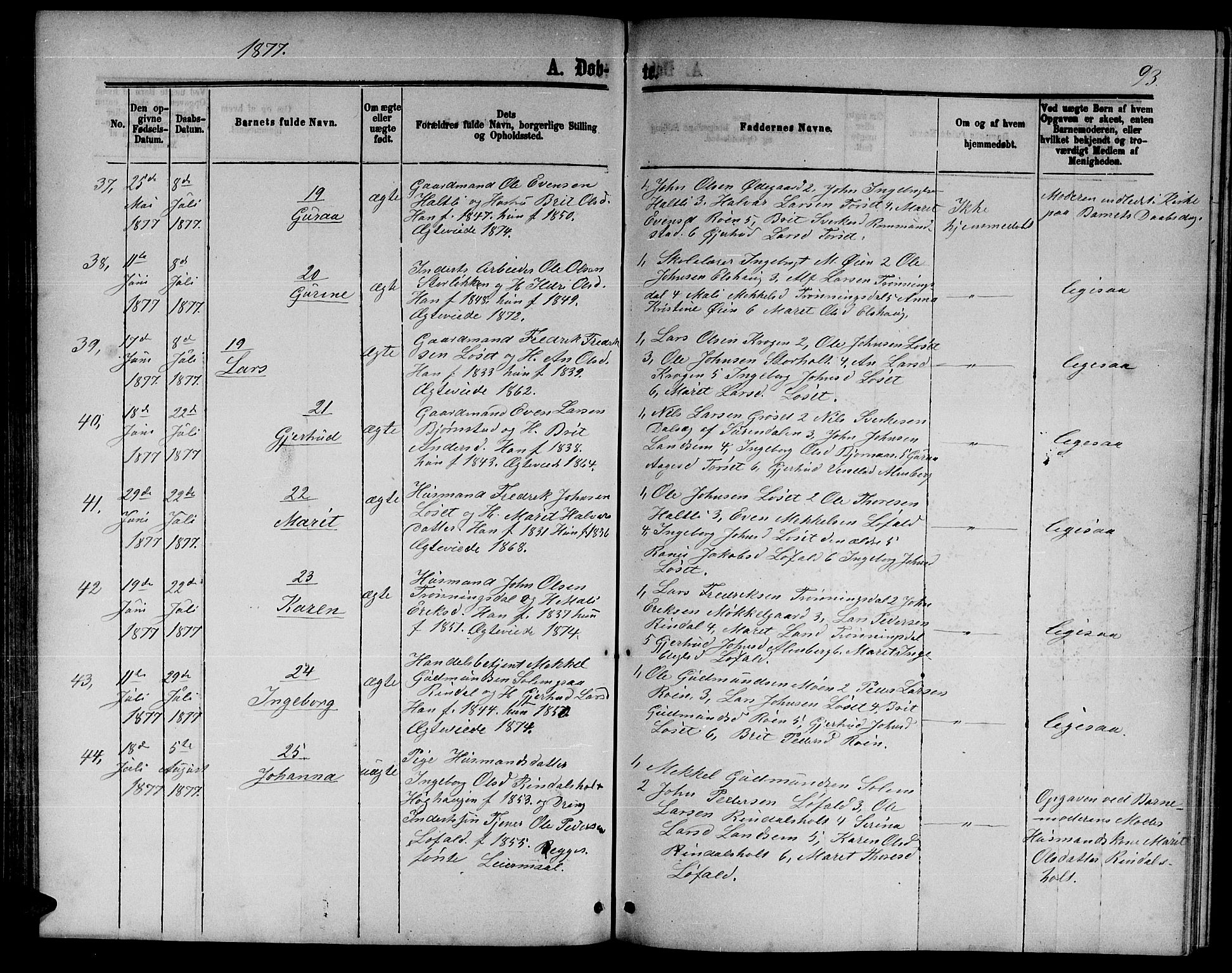 Ministerialprotokoller, klokkerbøker og fødselsregistre - Møre og Romsdal, AV/SAT-A-1454/598/L1076: Klokkerbok nr. 598C01, 1867-1878, s. 93