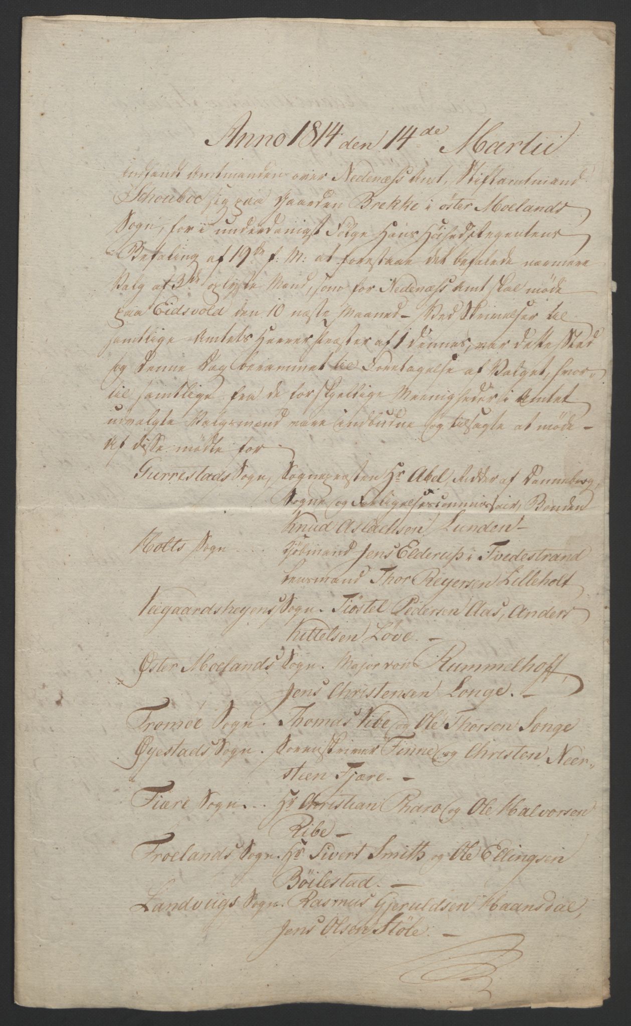 Statsrådssekretariatet, AV/RA-S-1001/D/Db/L0008: Fullmakter for Eidsvollsrepresentantene i 1814. , 1814, s. 75
