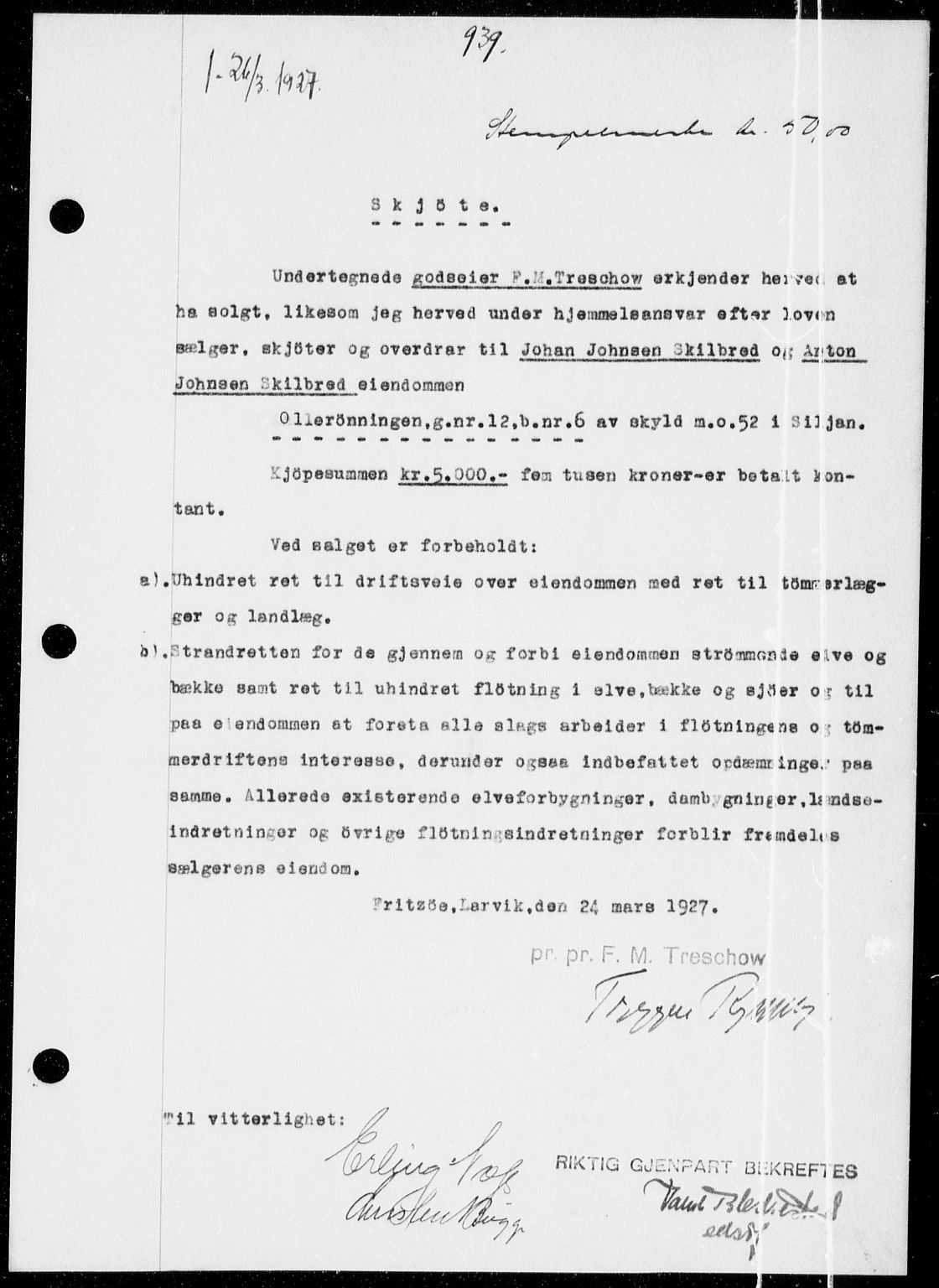 Gjerpen sorenskriveri, SAKO/A-216/G/Ga/Gaa/L0048: Pantebok nr. I 48 og 50-51, 1926-1928, Tingl.dato: 26.03.1927