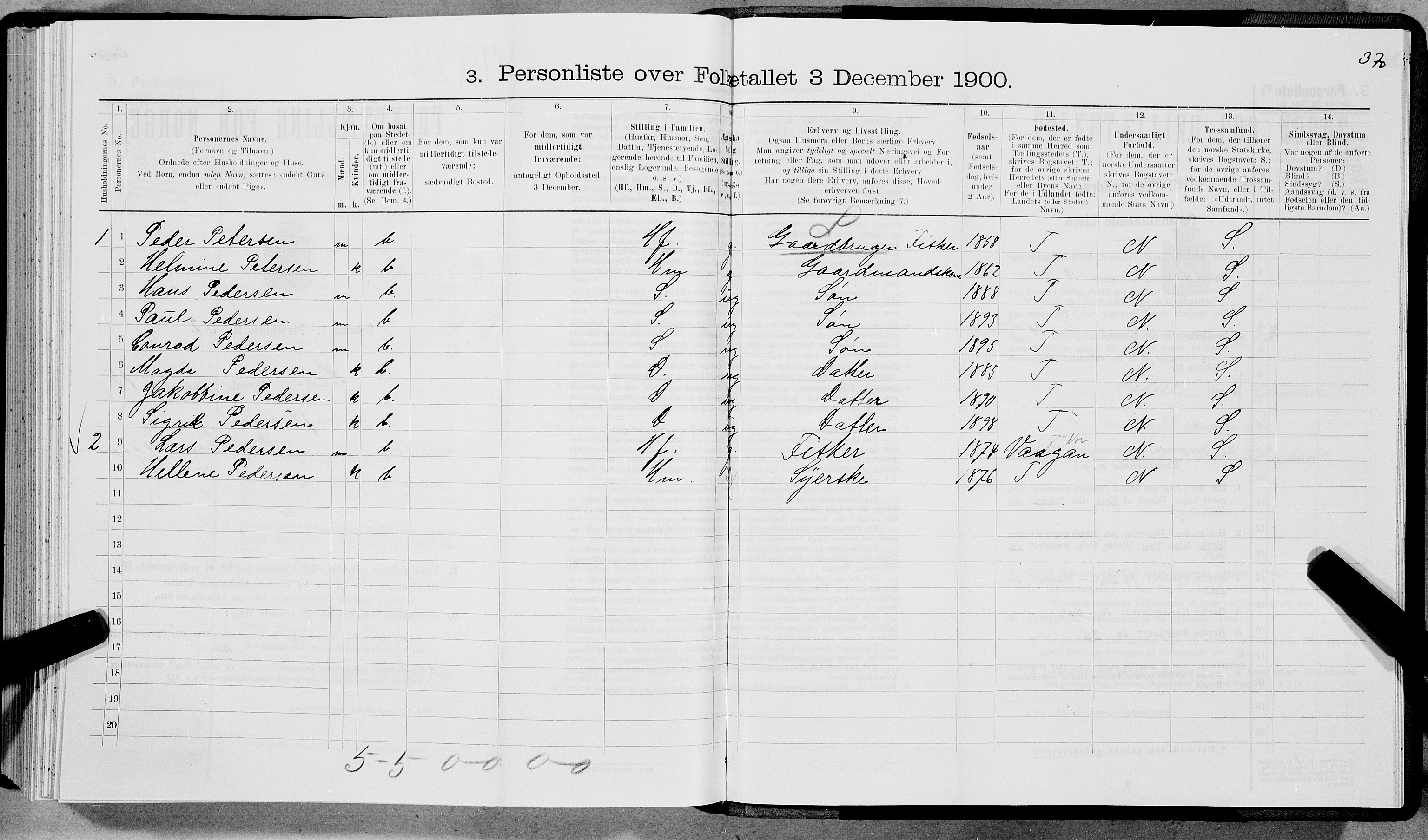 SAT, Folketelling 1900 for 1866 Hadsel herred, 1900, s. 1466