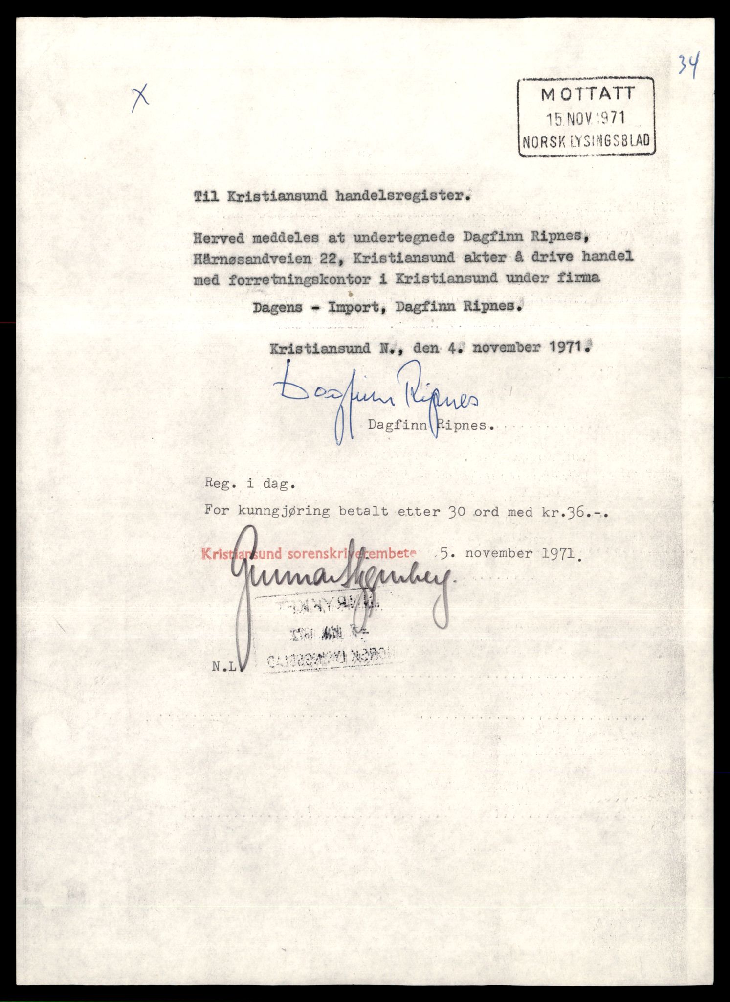 Kristiansund sorenskriveri, SAT/A-0019/2/J/Jd/Jde/L0007: Bilag, D-Ei, 1944-1990, s. 1