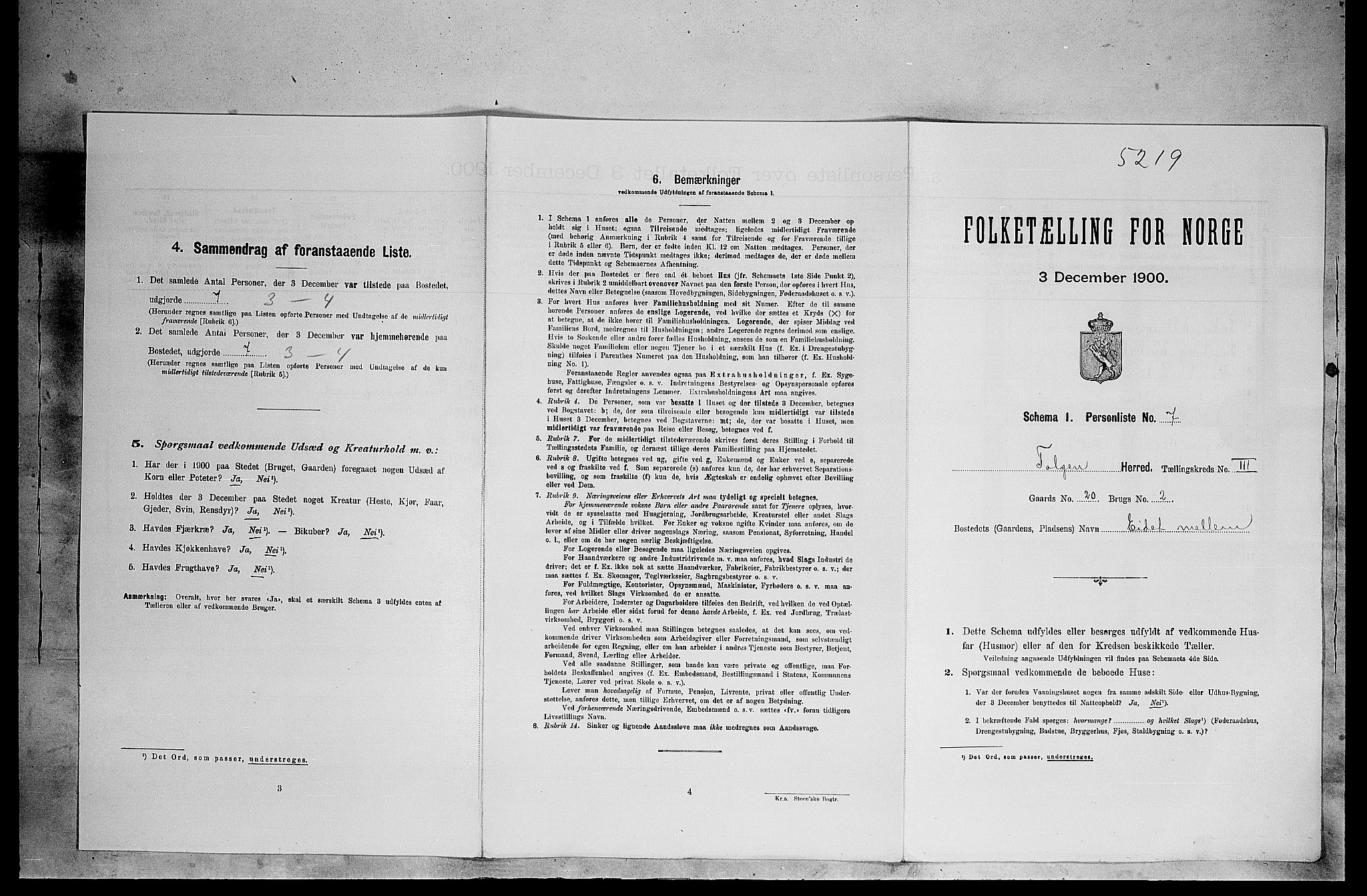 SAH, Folketelling 1900 for 0436 Tolga herred, 1900, s. 310