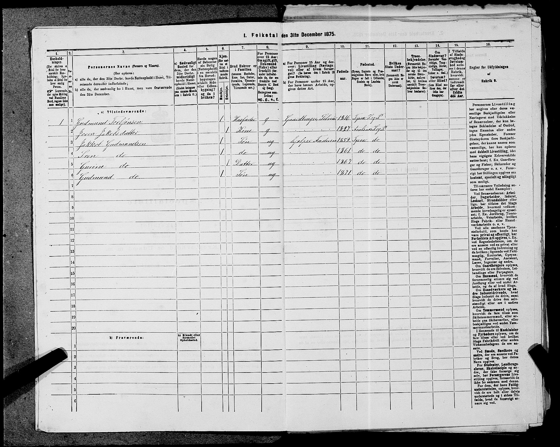 SAST, Folketelling 1875 for 1146P Tysvær prestegjeld, 1875, s. 179