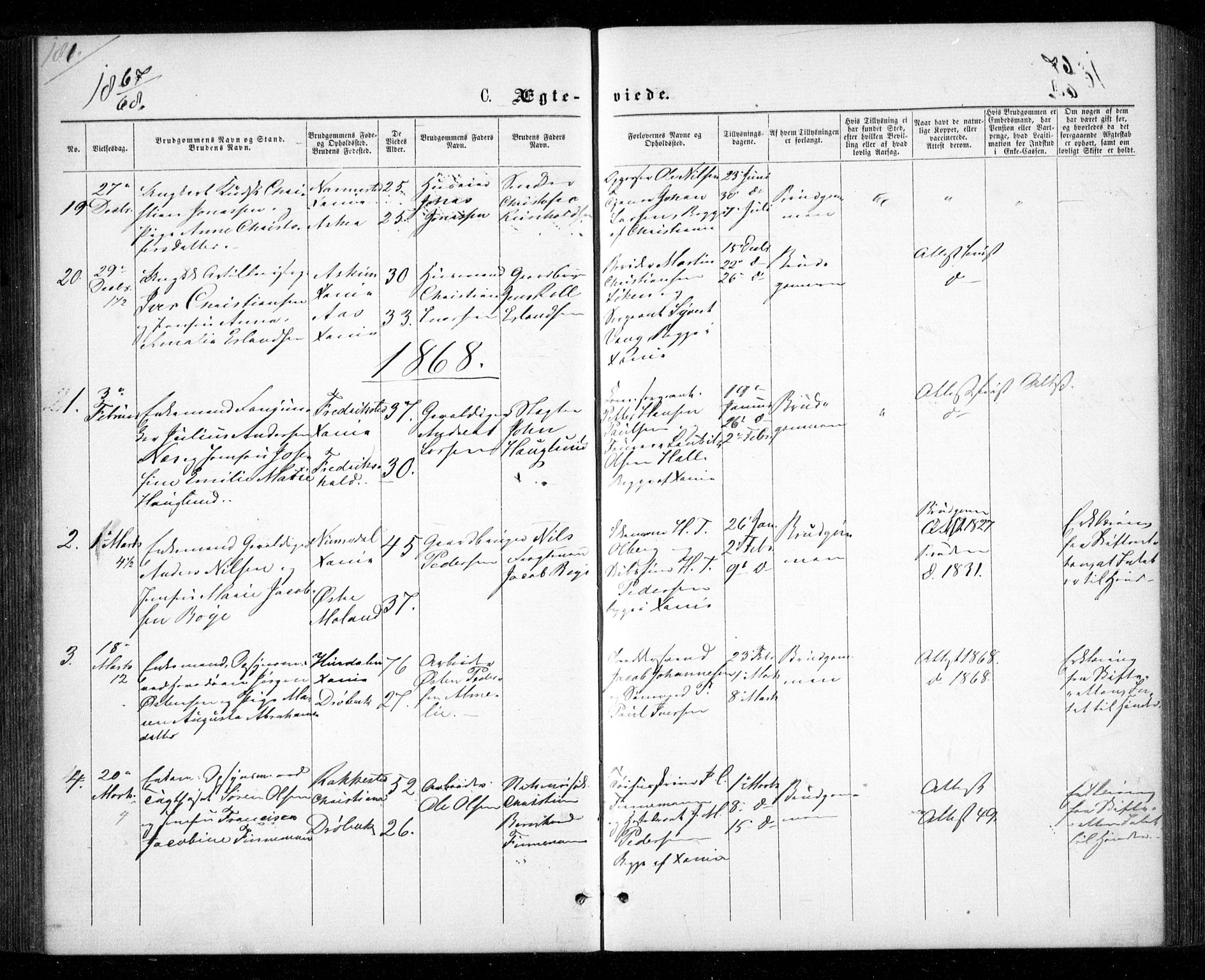 Garnisonsmenigheten Kirkebøker, AV/SAO-A-10846/G/Ga/L0006: Klokkerbok nr. 6, 1860-1880, s. 181