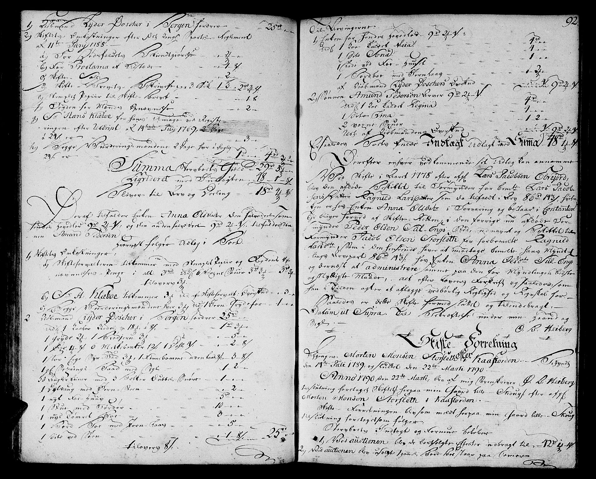 Senja og Tromsø sorenskriveri , SATØ/SATØ-31/H/Hb/L0146: Skifteutlodningsprotokoll, 1788-1798, s. 91b-92a
