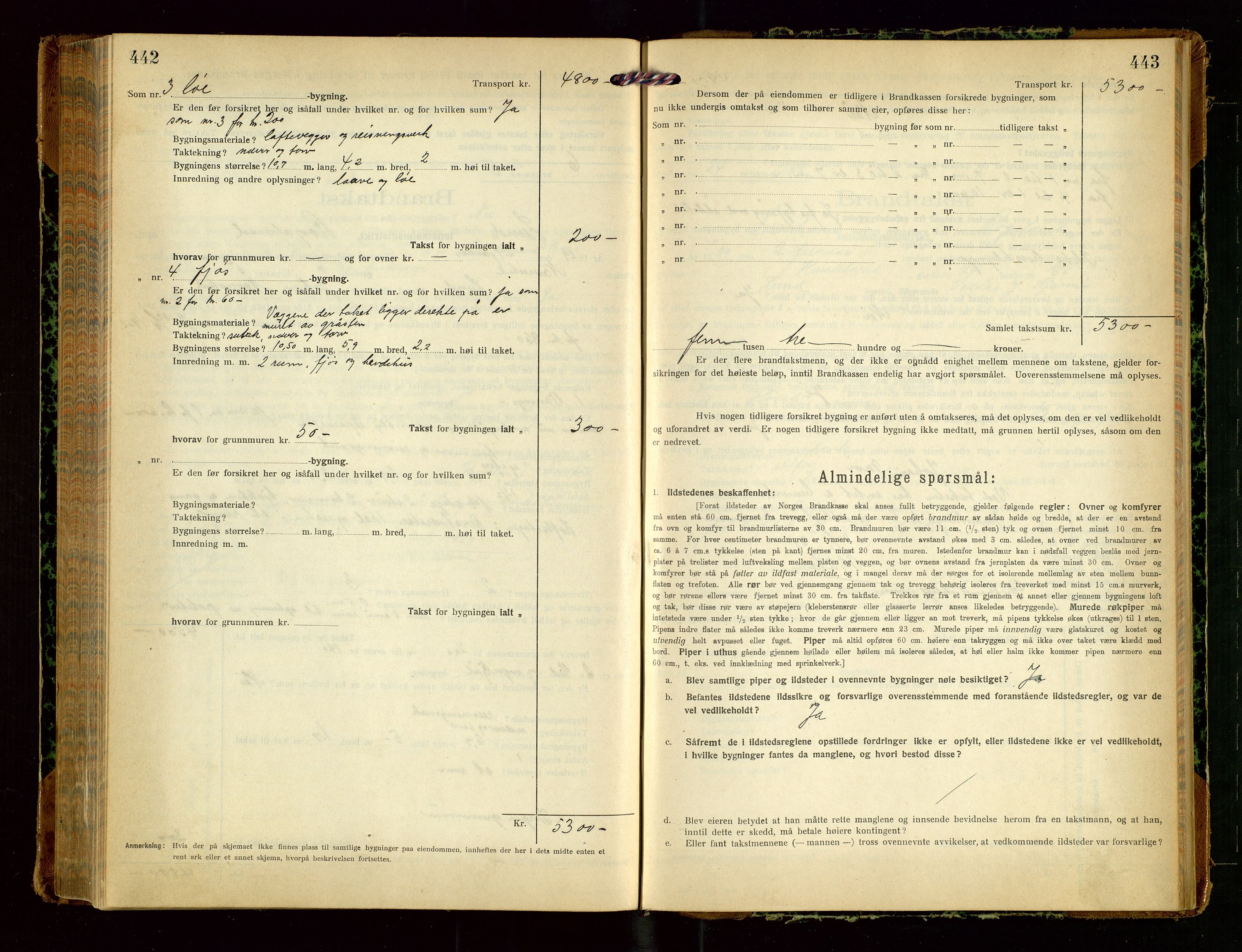 Lund lensmannskontor, SAST/A-100303/Gob/L0004: "Brandtakstprotokol", 1921-1929, s. 442-443