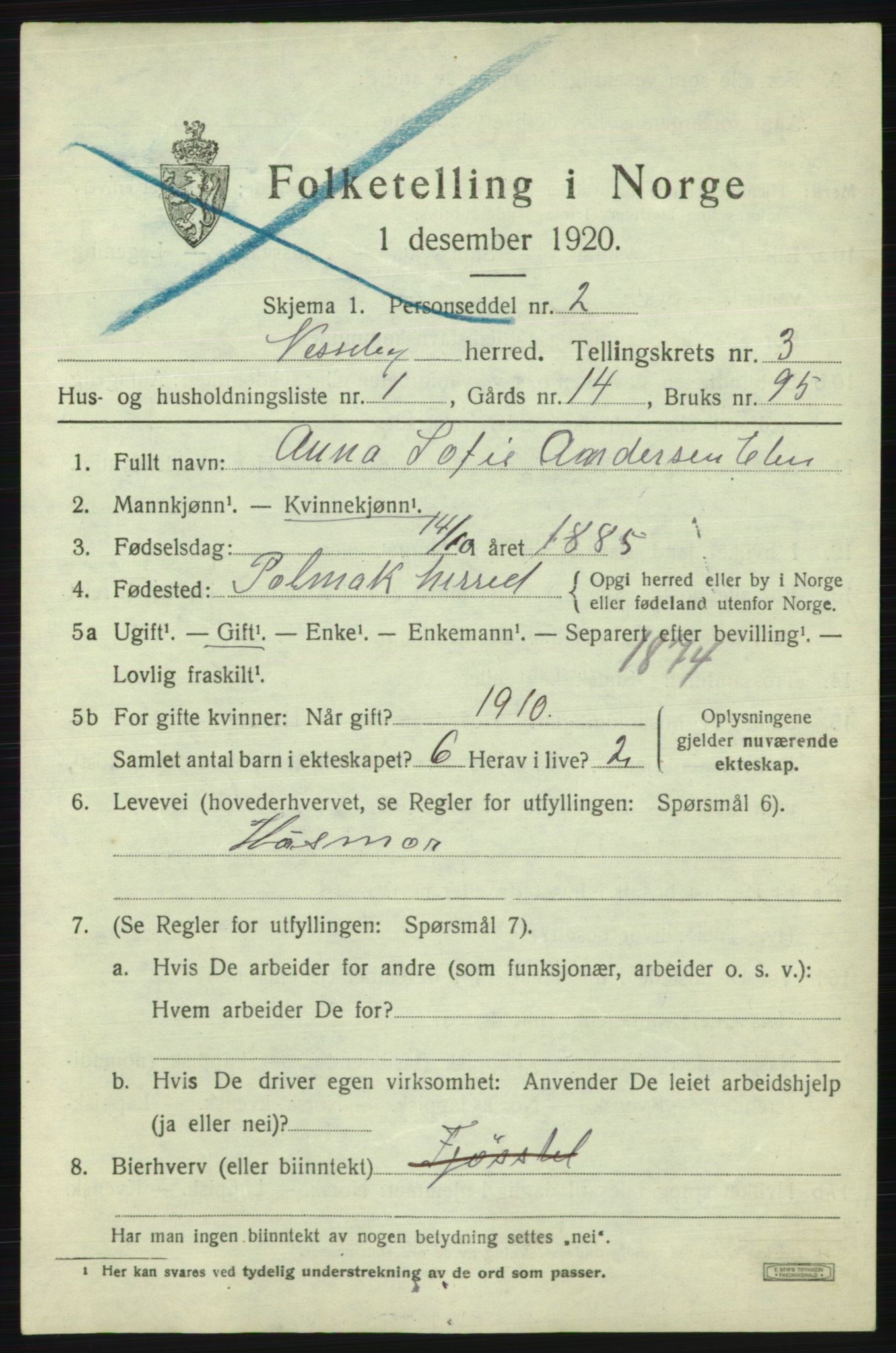 SATØ, Folketelling 1920 for 2027 Nesseby herred, 1920, s. 1387