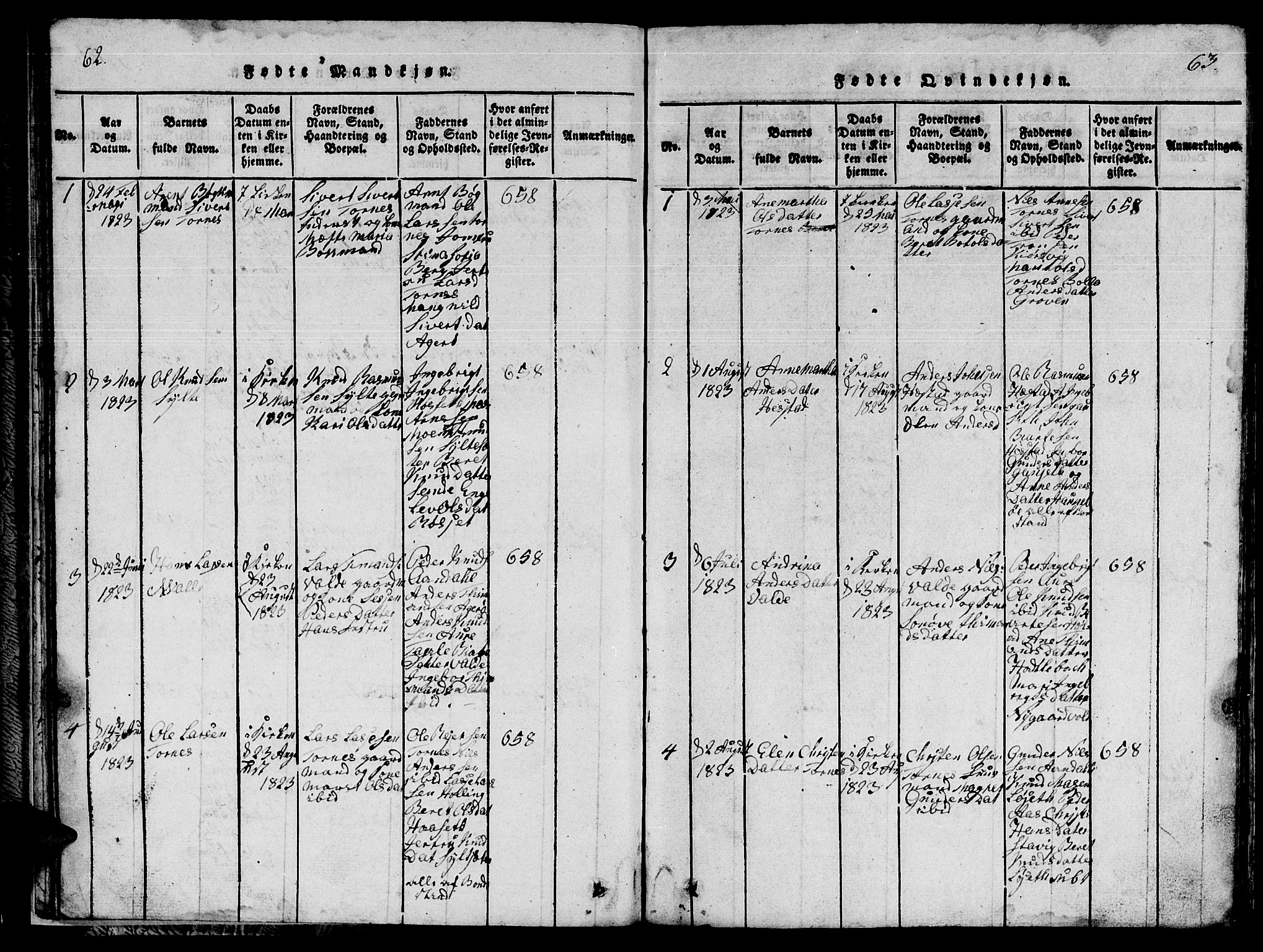 Ministerialprotokoller, klokkerbøker og fødselsregistre - Møre og Romsdal, SAT/A-1454/565/L0752: Klokkerbok nr. 565C01, 1817-1844, s. 62-63