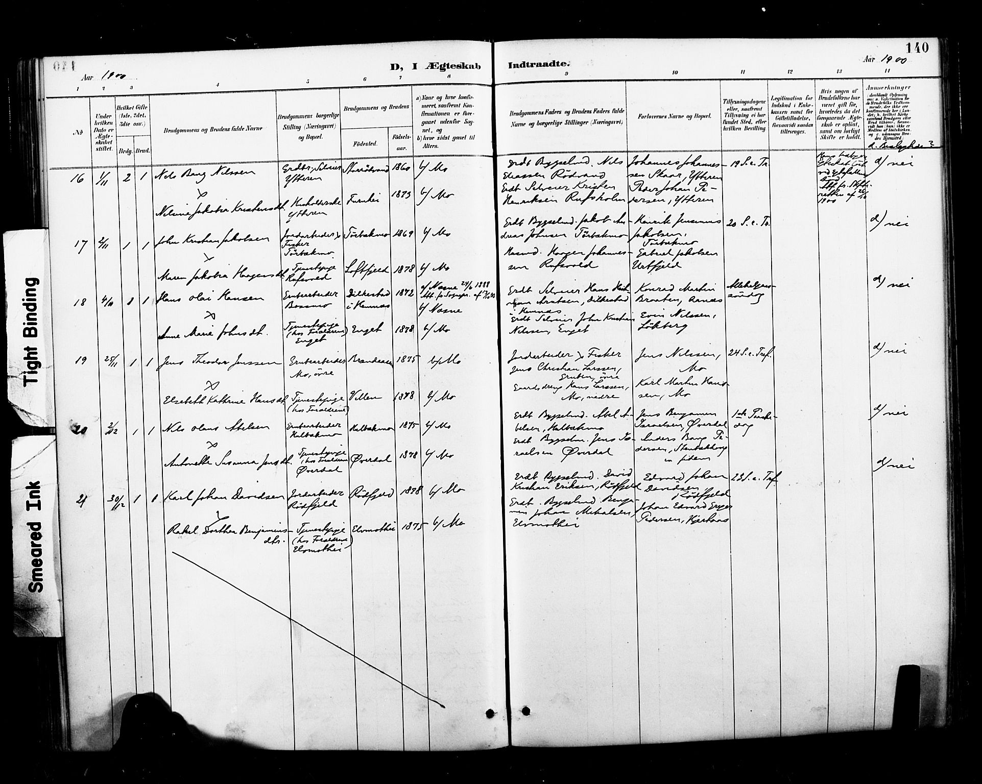 Ministerialprotokoller, klokkerbøker og fødselsregistre - Nordland, AV/SAT-A-1459/827/L0401: Ministerialbok nr. 827A13, 1887-1905, s. 140