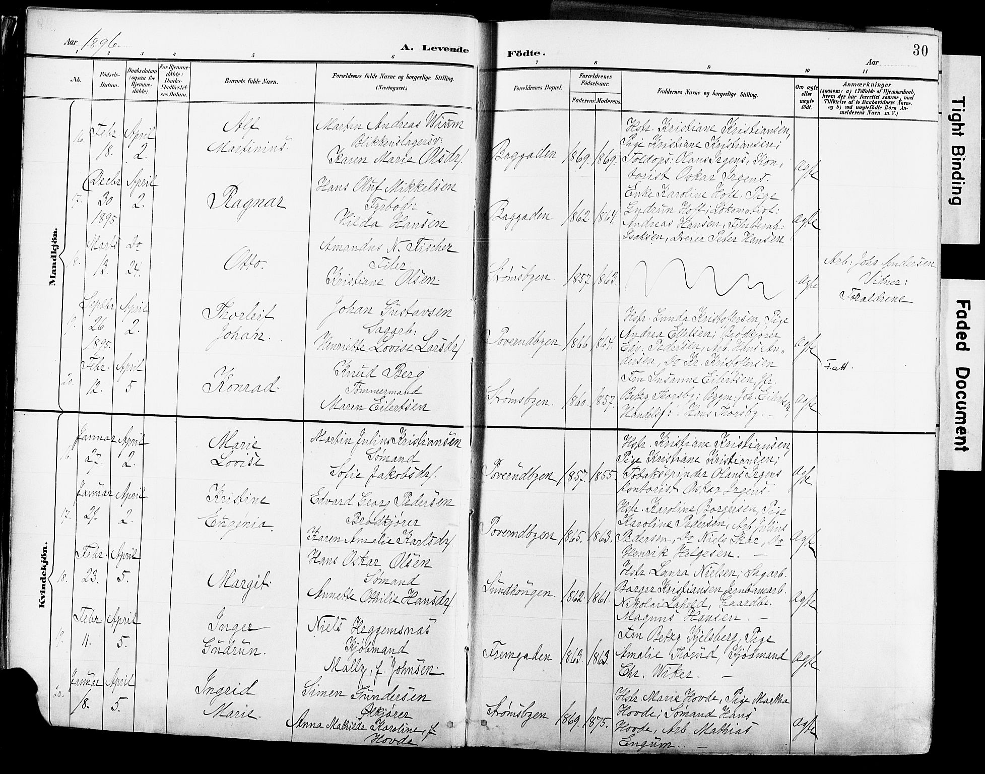 Strømsø kirkebøker, AV/SAKO-A-246/G/Ga/L0003: Klokkerbok nr. 3, 1894-1904, s. 30