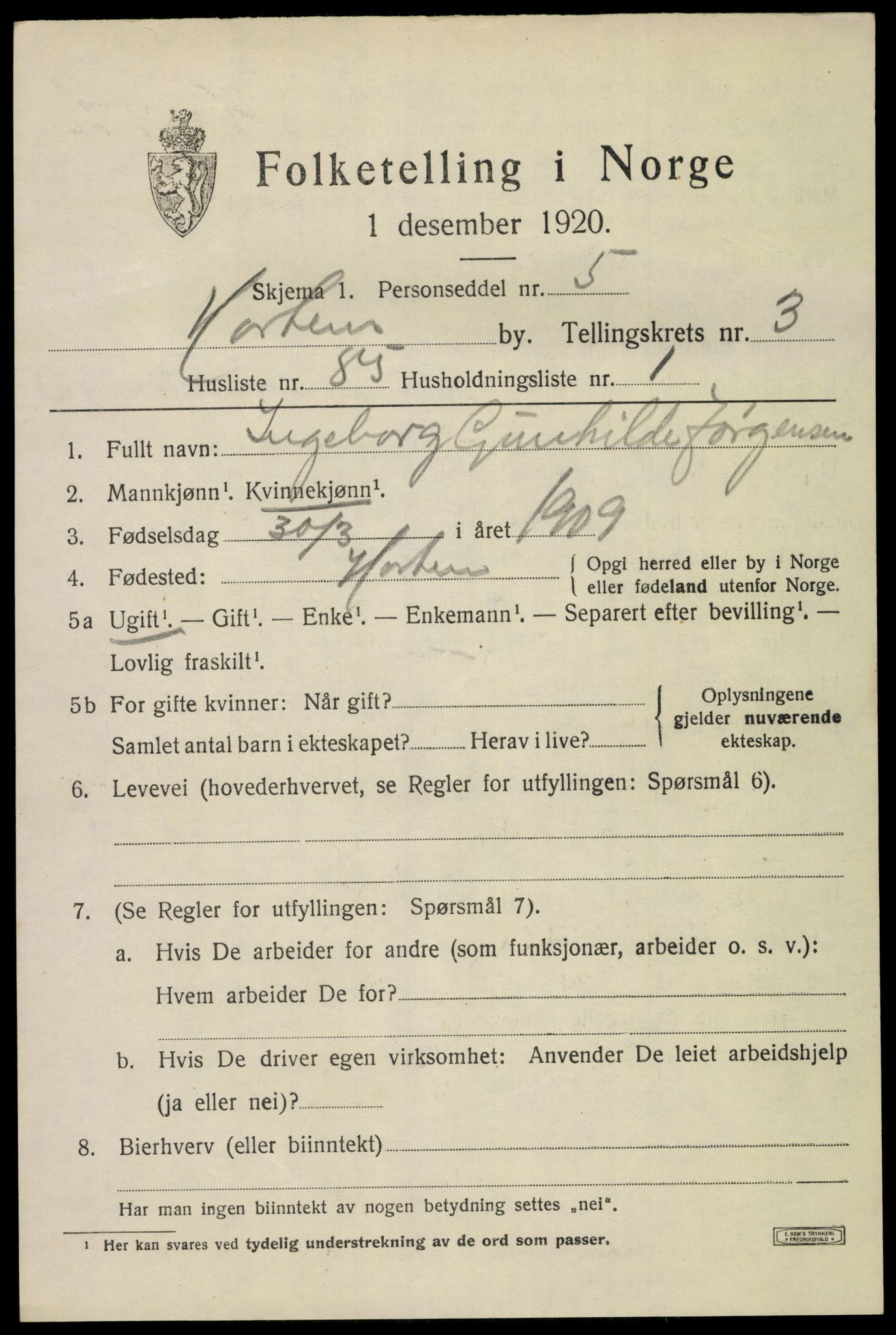SAKO, Folketelling 1920 for 0703 Horten kjøpstad, 1920, s. 14643