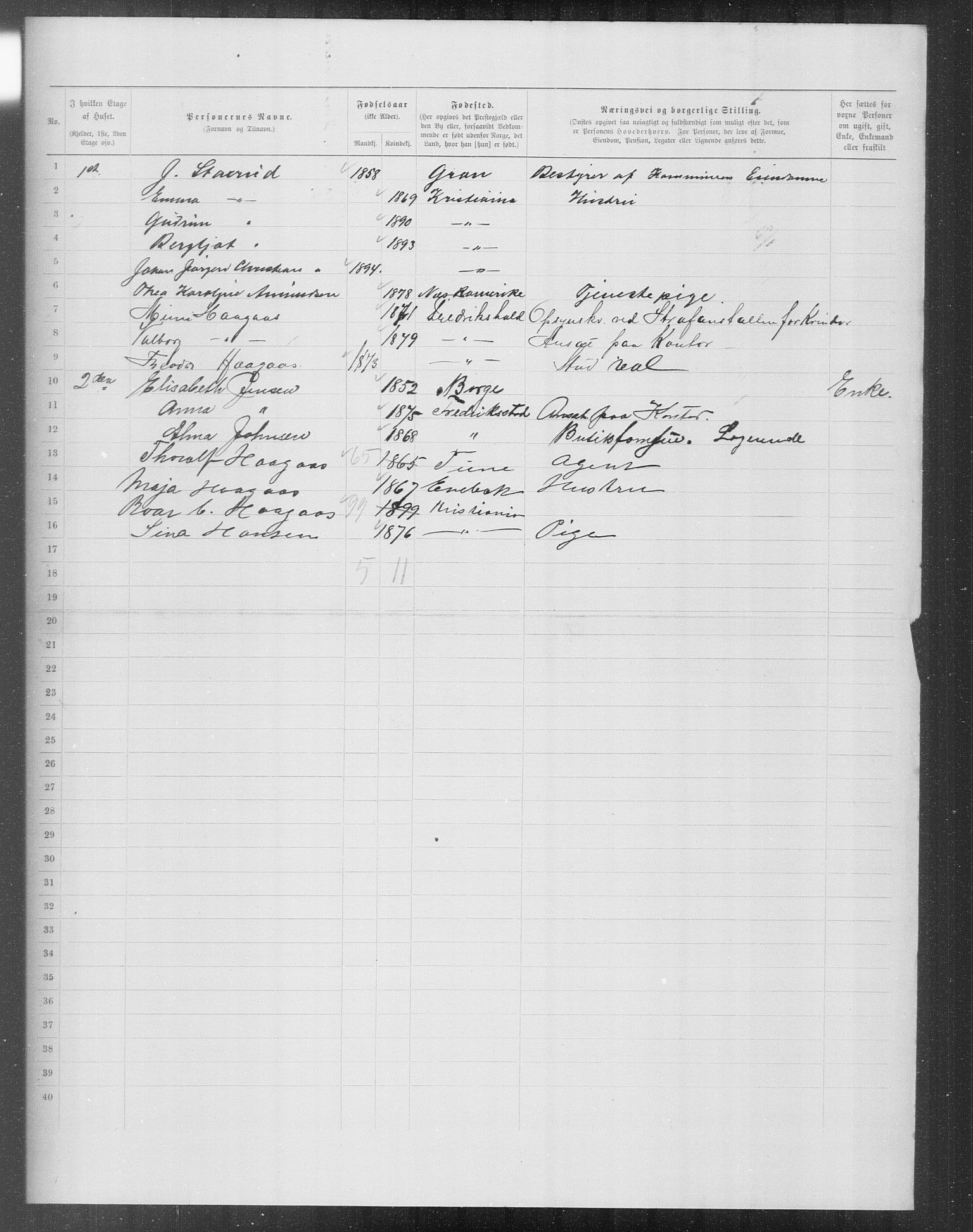 OBA, Kommunal folketelling 31.12.1899 for Kristiania kjøpstad, 1899, s. 12101