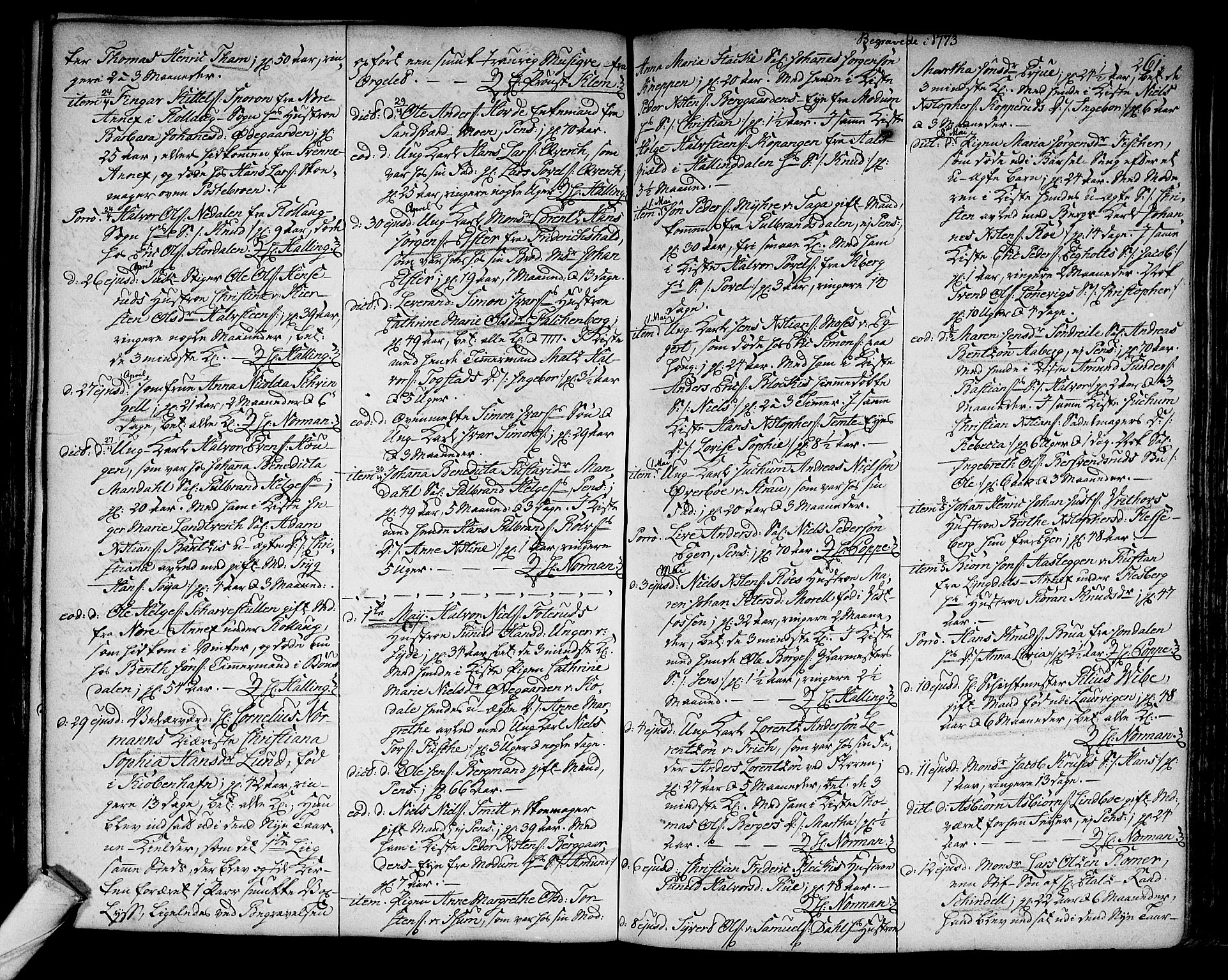 Kongsberg kirkebøker, SAKO/A-22/F/Fa/L0005: Ministerialbok nr. I 5, 1769-1782, s. 261
