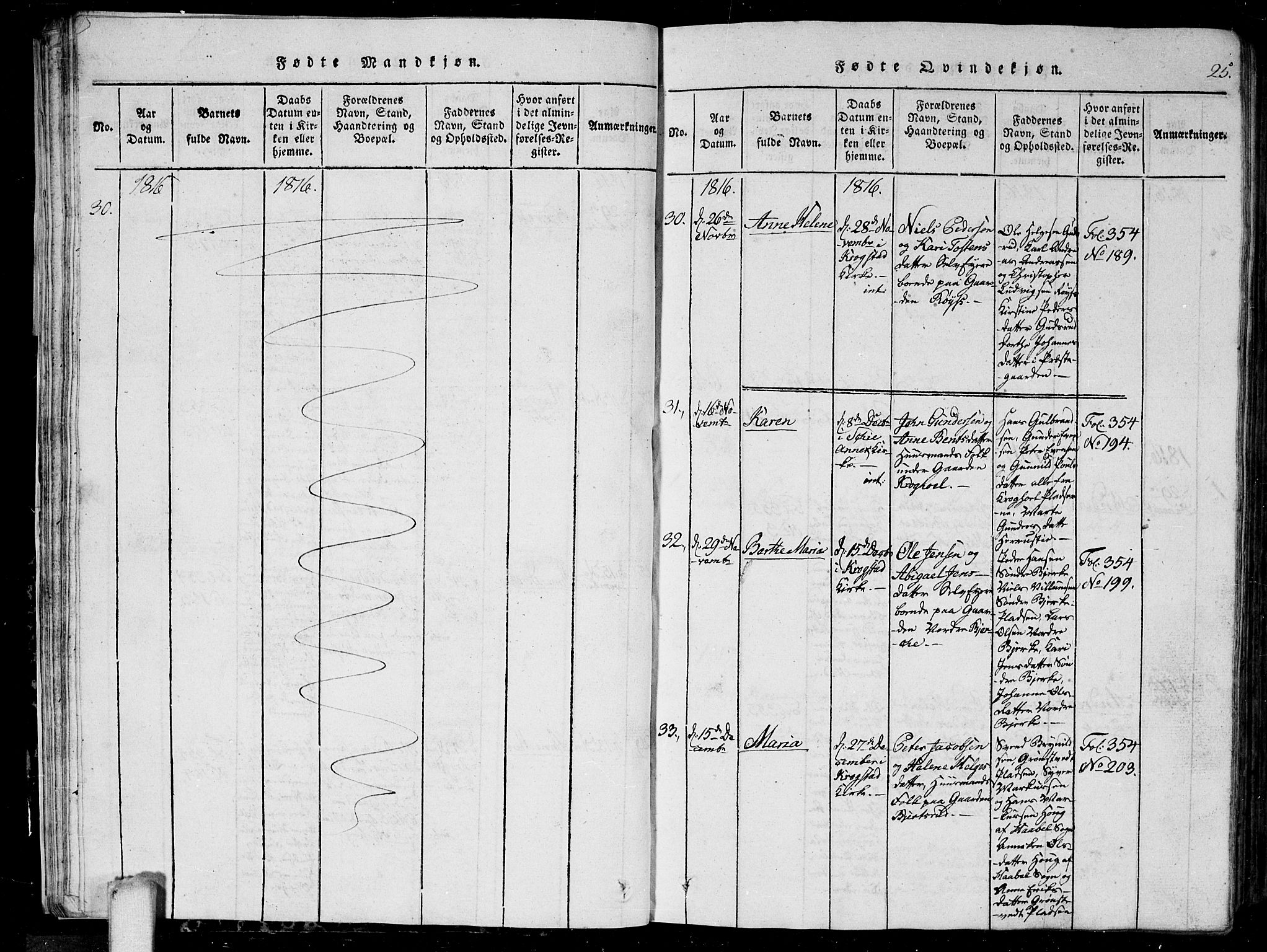 Kråkstad prestekontor Kirkebøker, AV/SAO-A-10125a/G/Ga/L0001: Klokkerbok nr. I 1, 1813-1824, s. 25