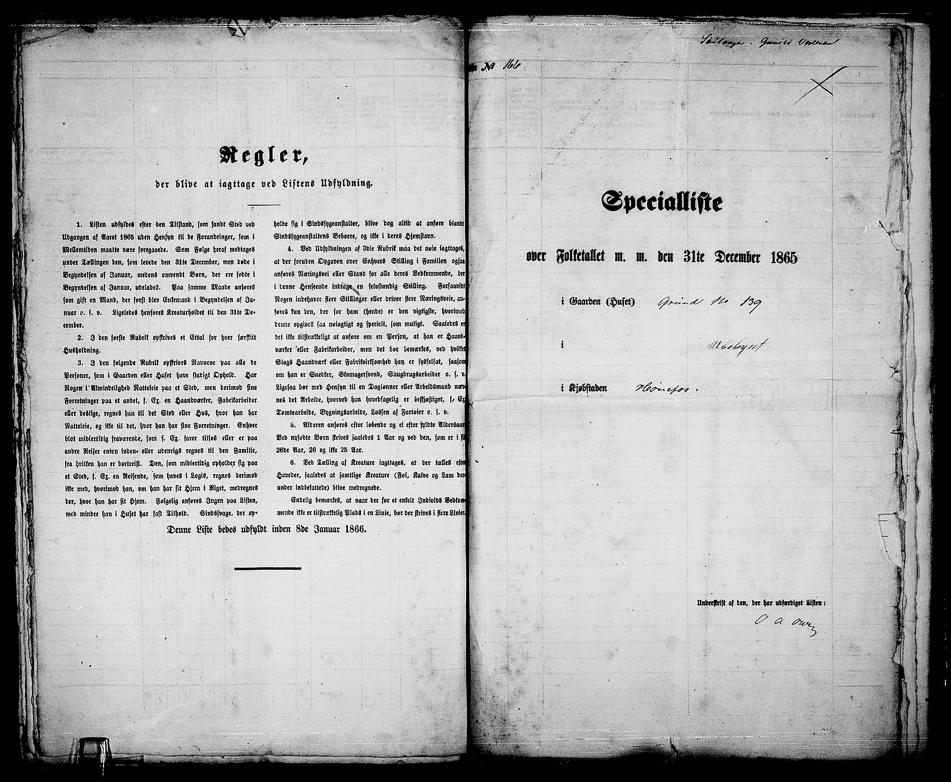 RA, Folketelling 1865 for 0601B Norderhov prestegjeld, Hønefoss kjøpstad, 1865, s. 316