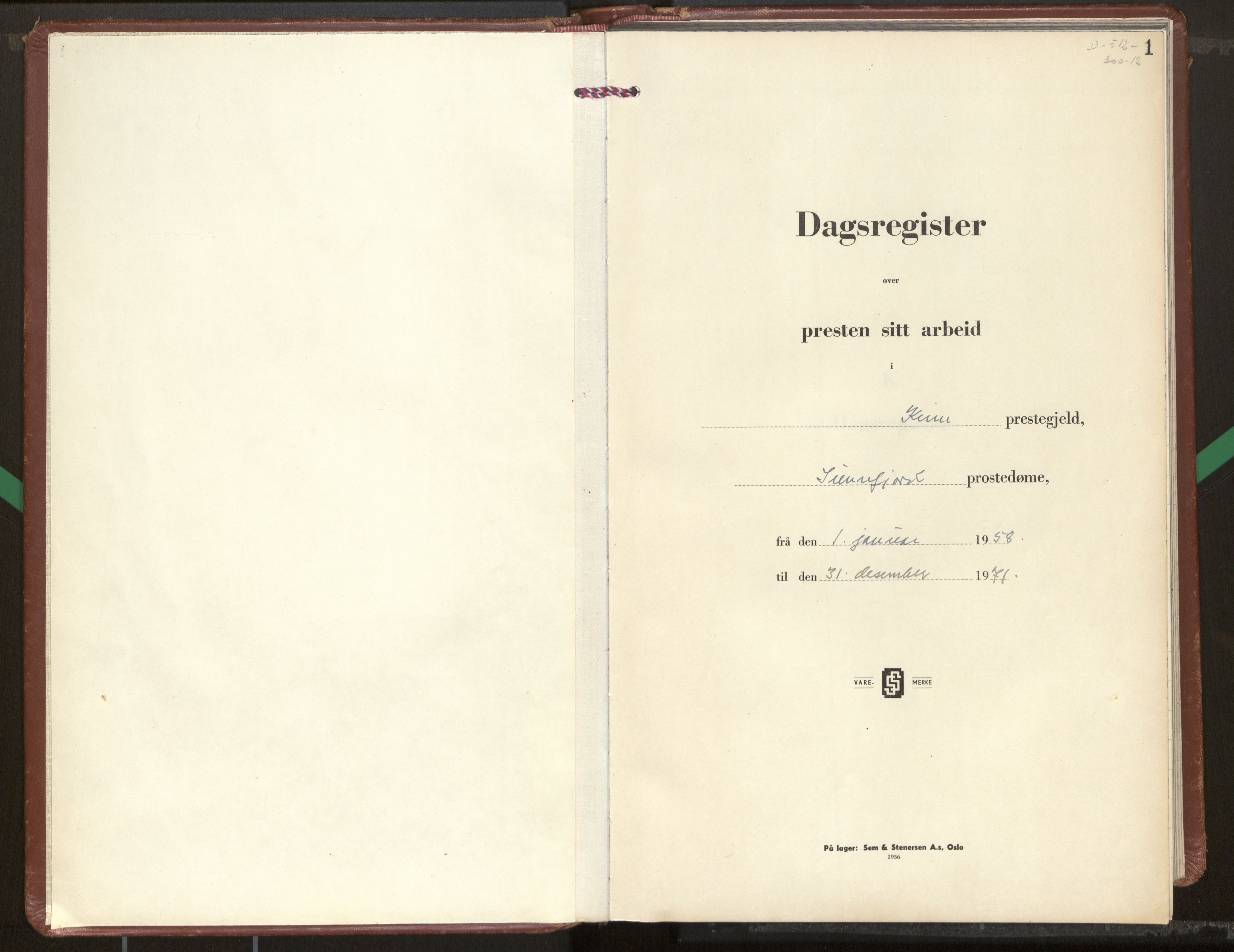Kinn sokneprestembete, SAB/A-80801/H/Haa/Haag/L0007: Dagregister nr. G 7, 1958-1971, s. 1