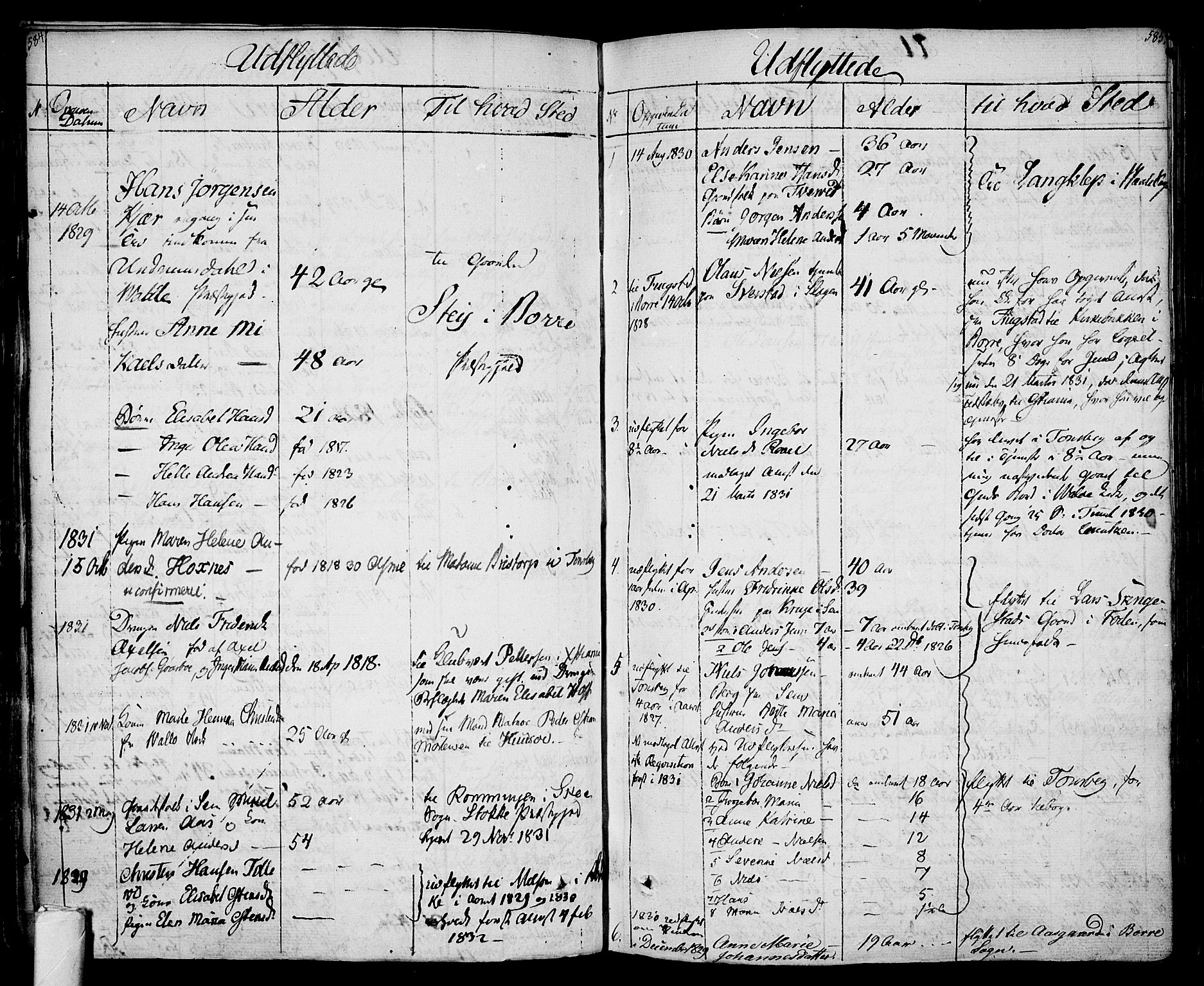 Sem kirkebøker, AV/SAKO-A-5/F/Fa/L0005: Ministerialbok nr. I 5, 1825-1842, s. 584-585