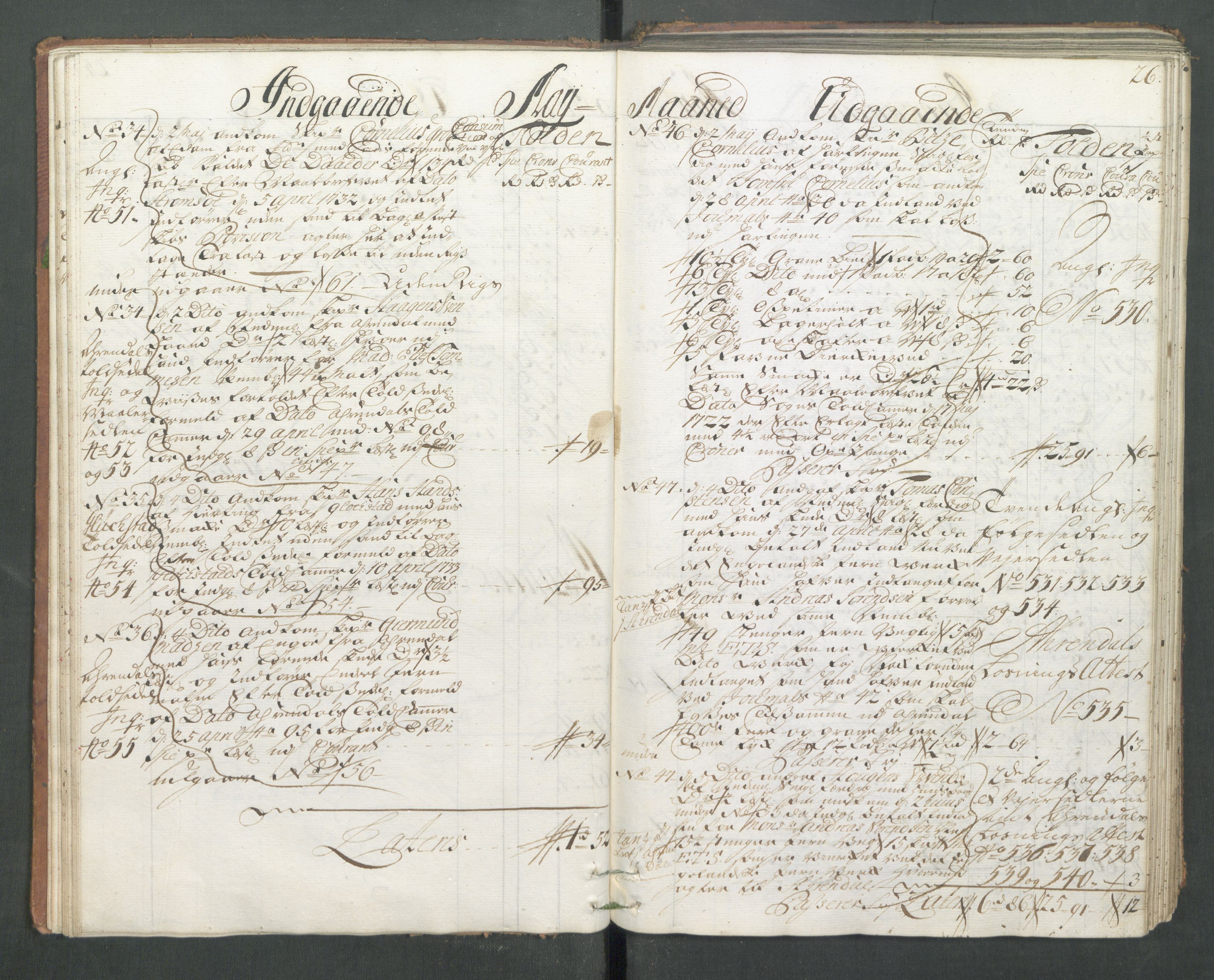 Generaltollkammeret, tollregnskaper, AV/RA-EA-5490/R14/L0013/0001: Tollregnskaper Øster-Risør / Hovedtollbok, 1733, s. 25b-26a