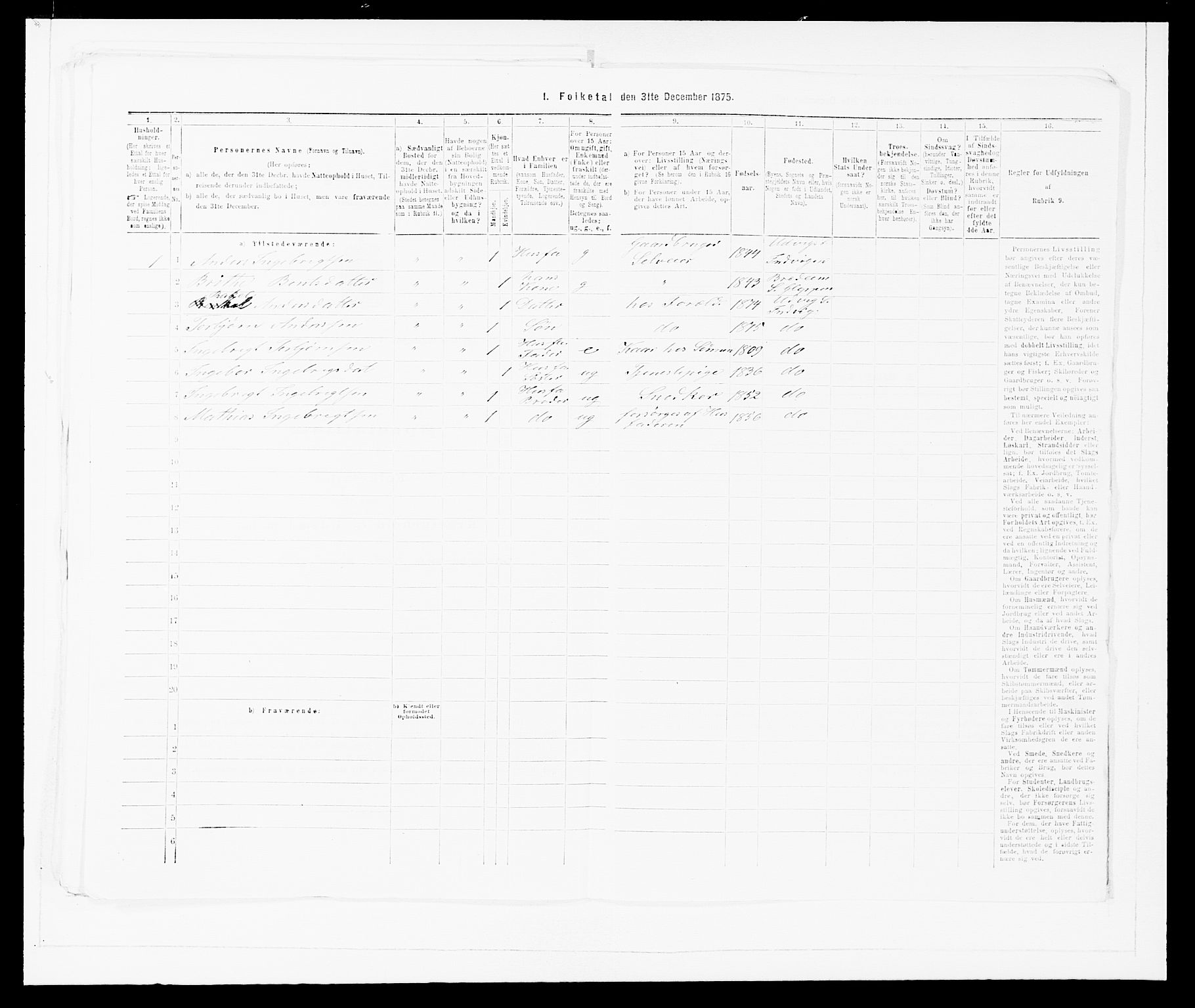 SAB, Folketelling 1875 for 1447P Innvik prestegjeld, 1875, s. 286