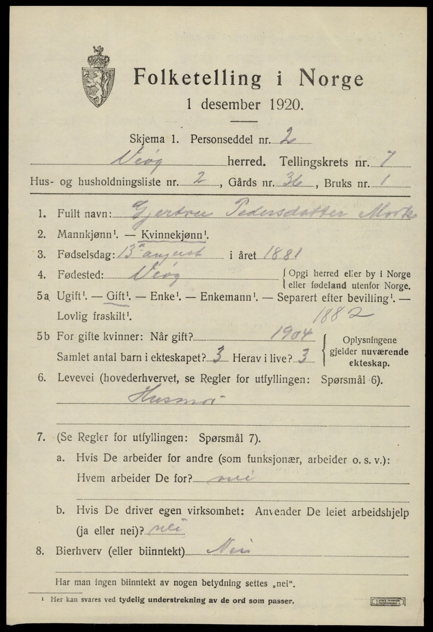 SAT, Folketelling 1920 for 1541 Veøy herred, 1920, s. 3089