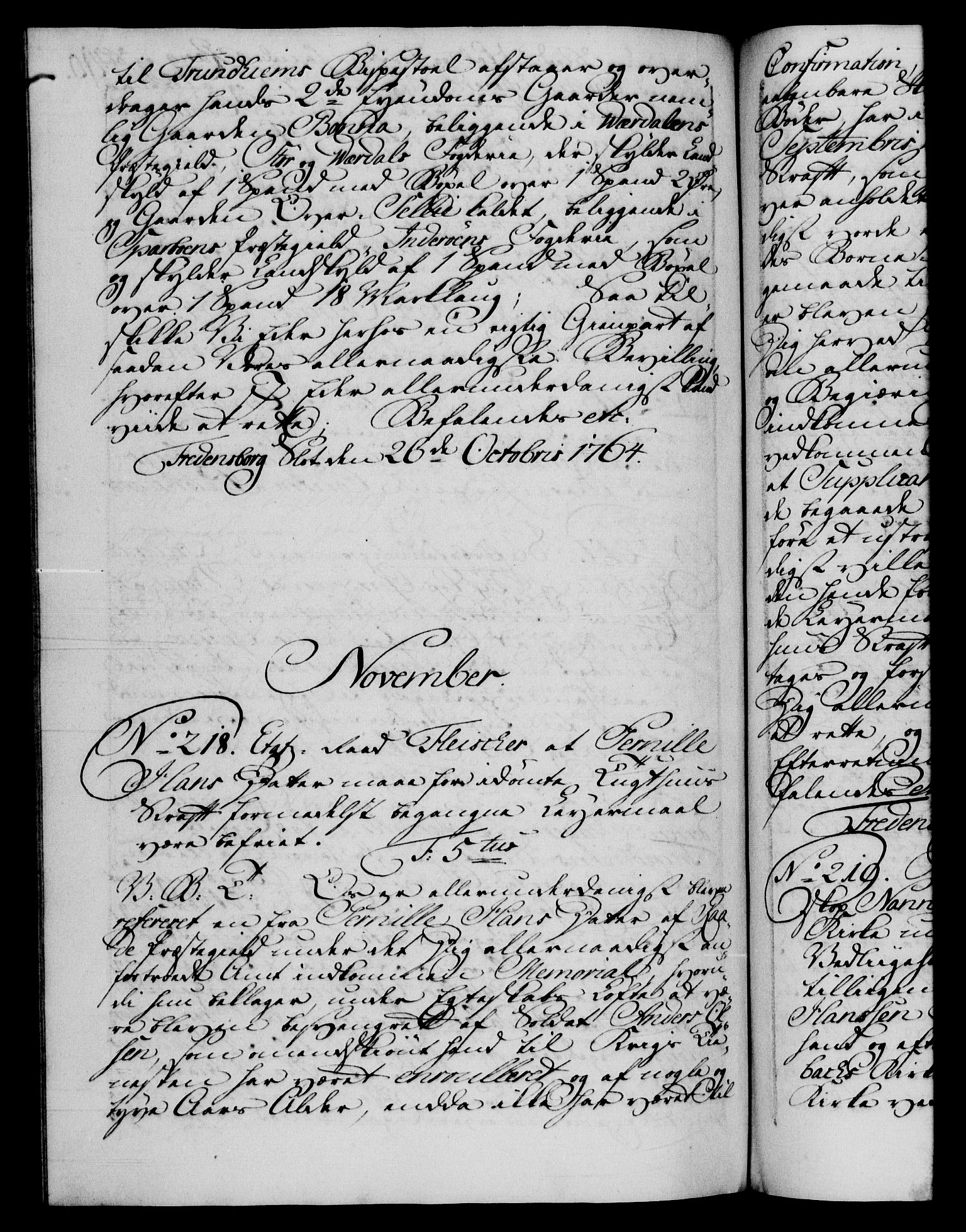 Danske Kanselli 1572-1799, RA/EA-3023/F/Fc/Fca/Fcab/L0037: Norske tegnelser, 1762-1766, s. 410b
