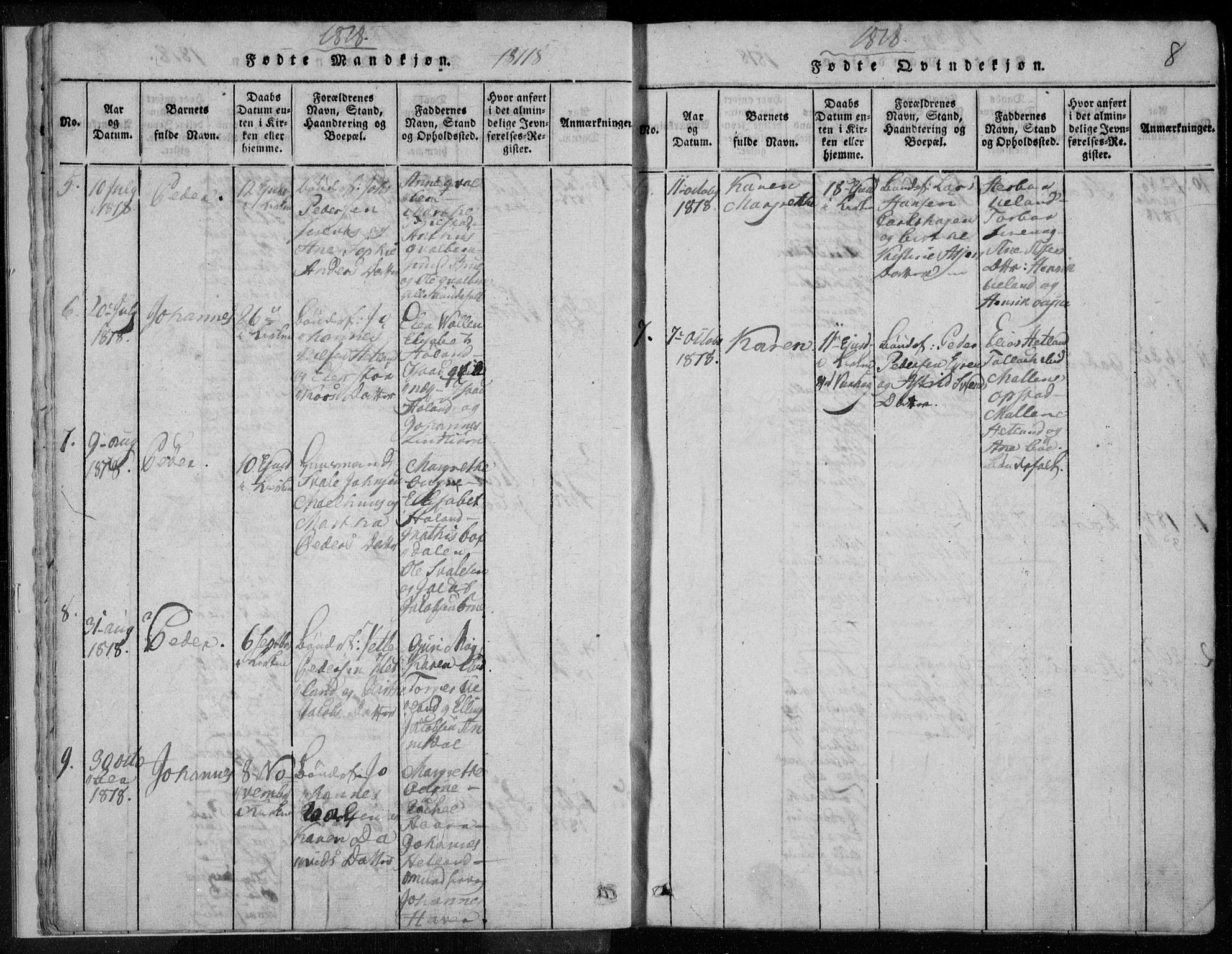 Eigersund sokneprestkontor, AV/SAST-A-101807/S08/L0008: Ministerialbok nr. A 8, 1816-1847, s. 8
