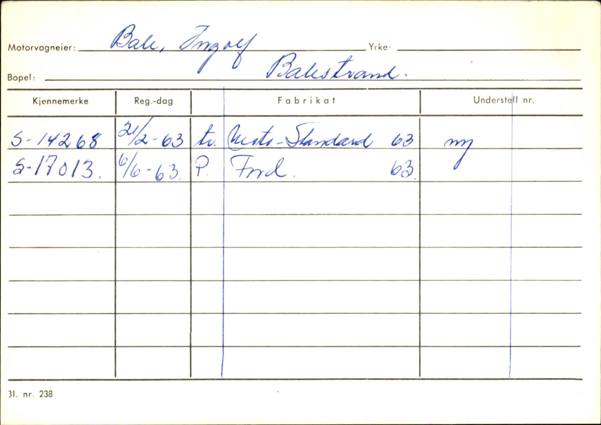 Statens vegvesen, Sogn og Fjordane vegkontor, AV/SAB-A-5301/4/F/L0132: Eigarregister Askvoll A-Å. Balestrand A-Å, 1945-1975, s. 1538