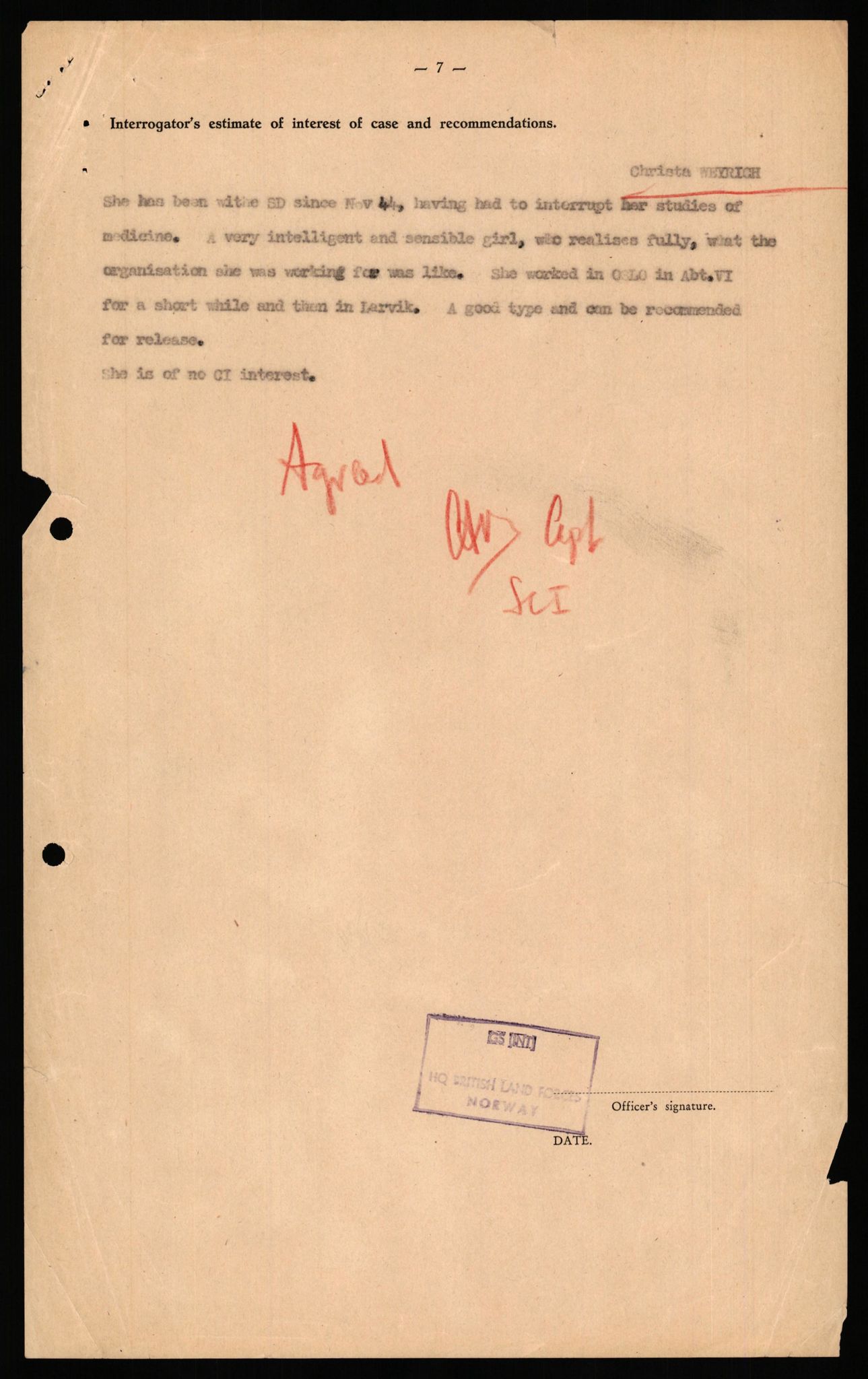Forsvaret, Forsvarets overkommando II, AV/RA-RAFA-3915/D/Db/L0035: CI Questionaires. Tyske okkupasjonsstyrker i Norge. Tyskere., 1945-1946, s. 496