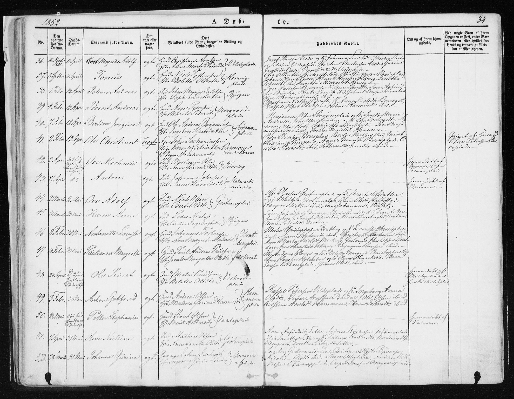 Ministerialprotokoller, klokkerbøker og fødselsregistre - Nord-Trøndelag, AV/SAT-A-1458/741/L0393: Ministerialbok nr. 741A07, 1849-1863, s. 34