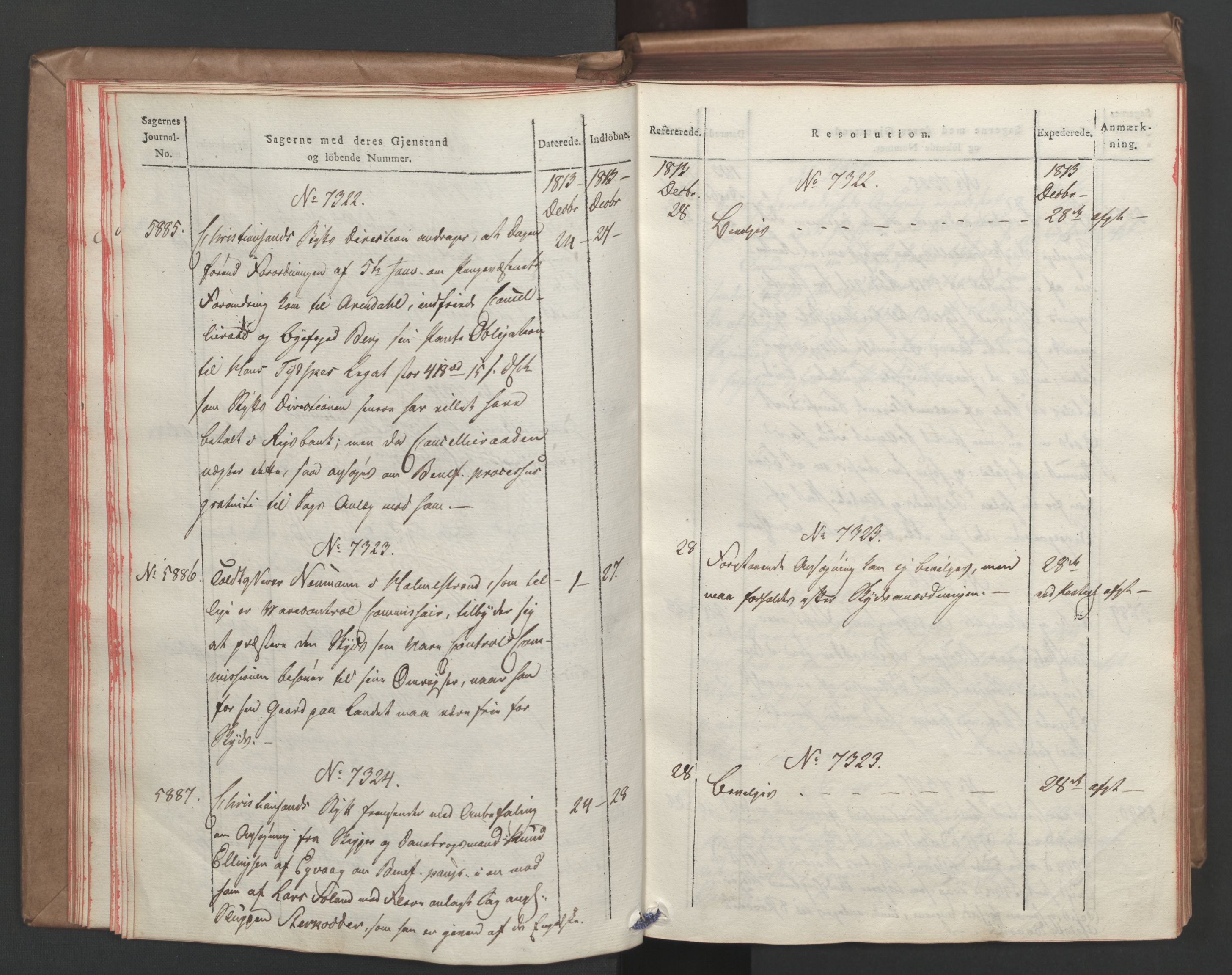 Stattholderembetet 1810-1814, 1. kontor (Kontor A), AV/RA-EA-2872/Ab/L0008: Referatprotokoll,  j.nr. 5846-6405,  l.nr. 7275-7924, 1813-1814, s. 18