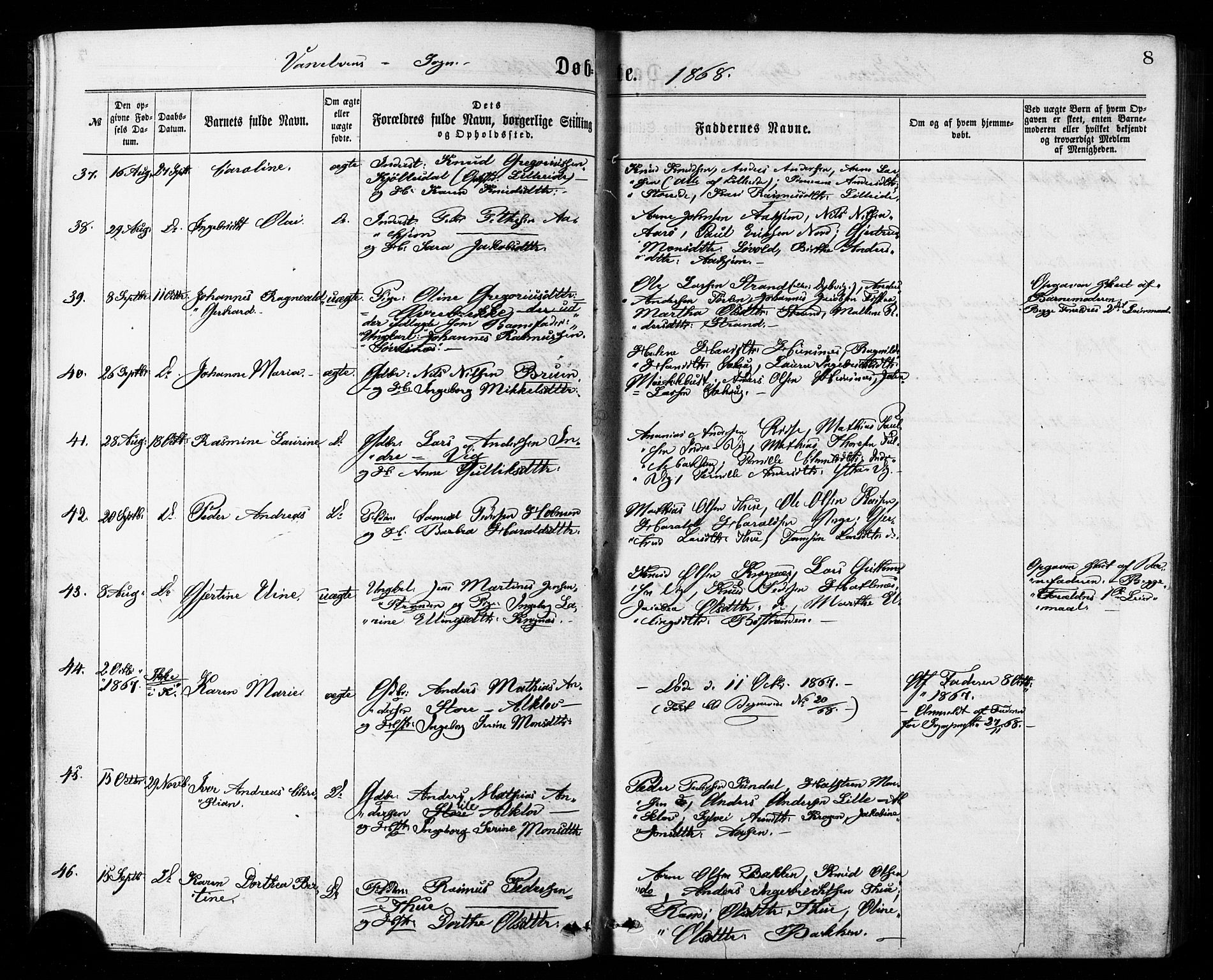 Ministerialprotokoller, klokkerbøker og fødselsregistre - Møre og Romsdal, AV/SAT-A-1454/501/L0007: Ministerialbok nr. 501A07, 1868-1884, s. 8