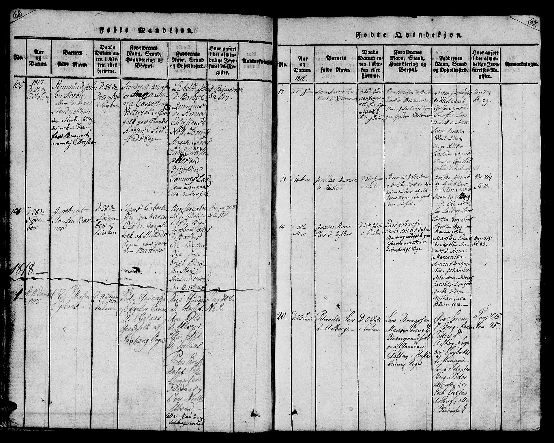 Ministerialprotokoller, klokkerbøker og fødselsregistre - Nord-Trøndelag, SAT/A-1458/730/L0275: Ministerialbok nr. 730A04, 1816-1822, s. 66-67