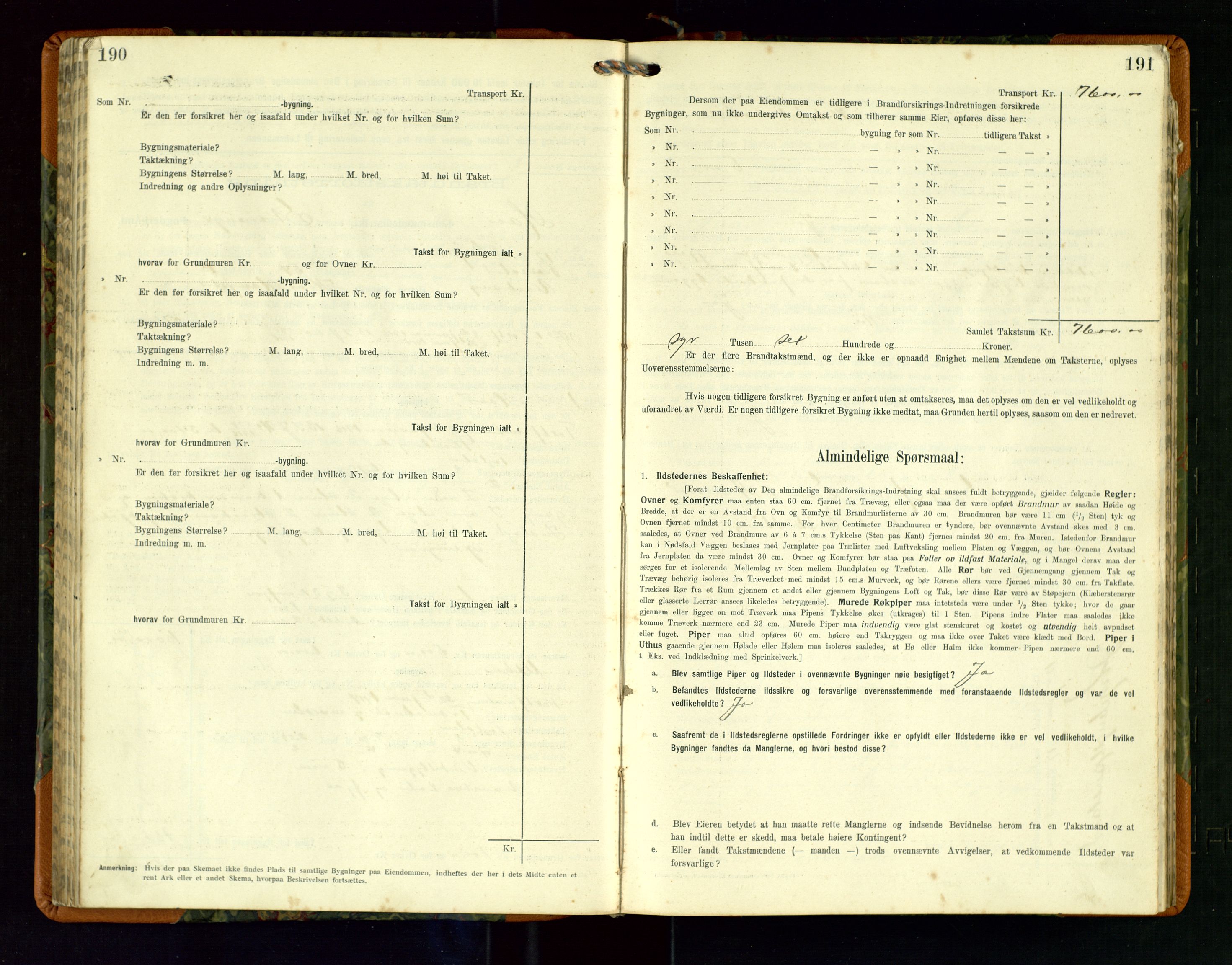 Hå lensmannskontor, AV/SAST-A-100456/Goa/L0004: Takstprotokoll (skjema), 1911-1926, s. 190-191