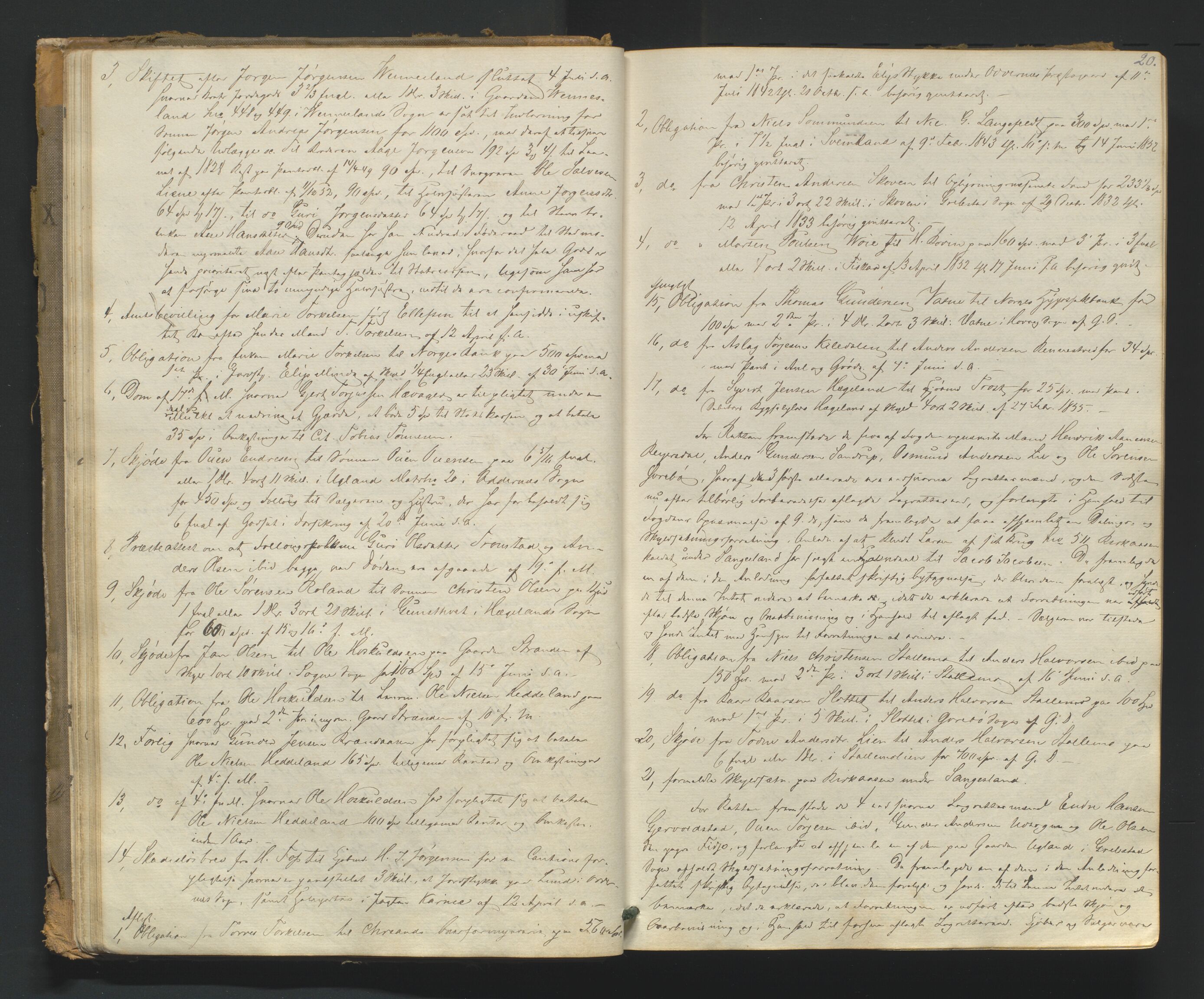 Torridal sorenskriveri, AV/SAK-1221-0012/F/Fa/L0001: Tingbok nr. 1, 1855-1864, s. 19b-20a