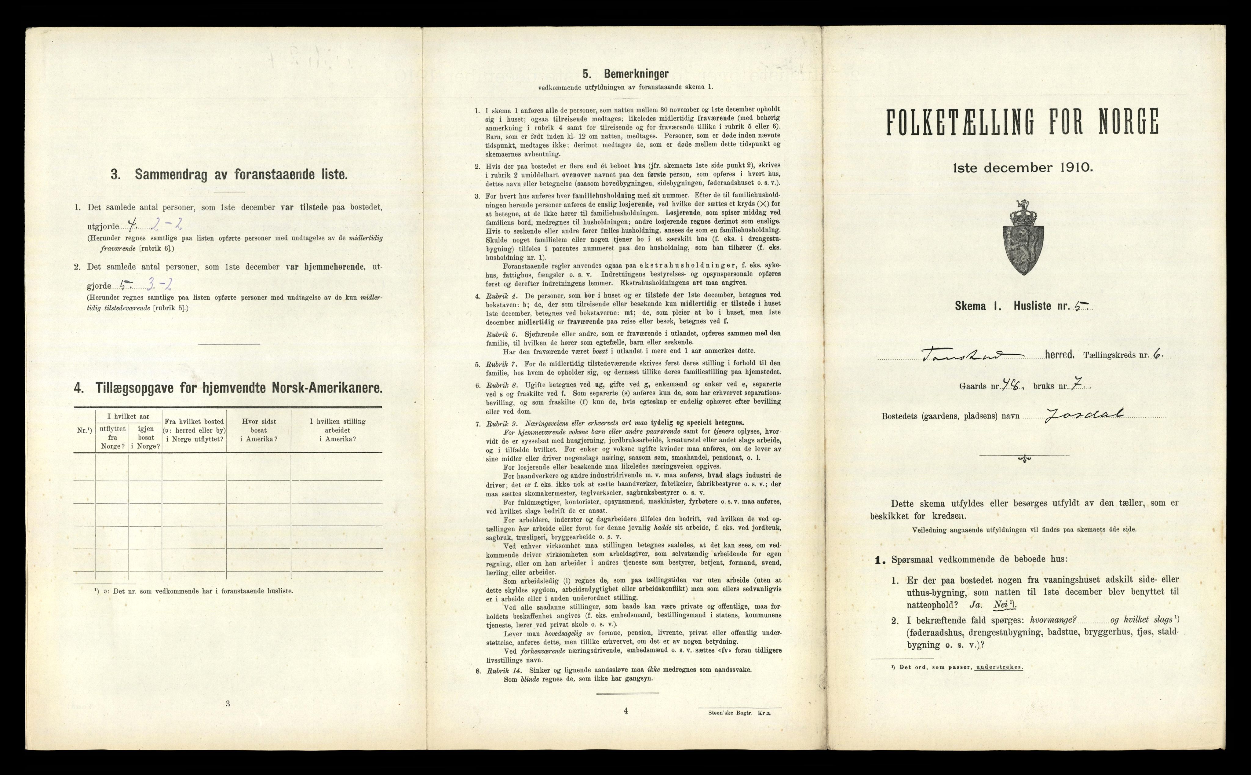 RA, Folketelling 1910 for 1046 Tonstad herred, 1910, s. 260