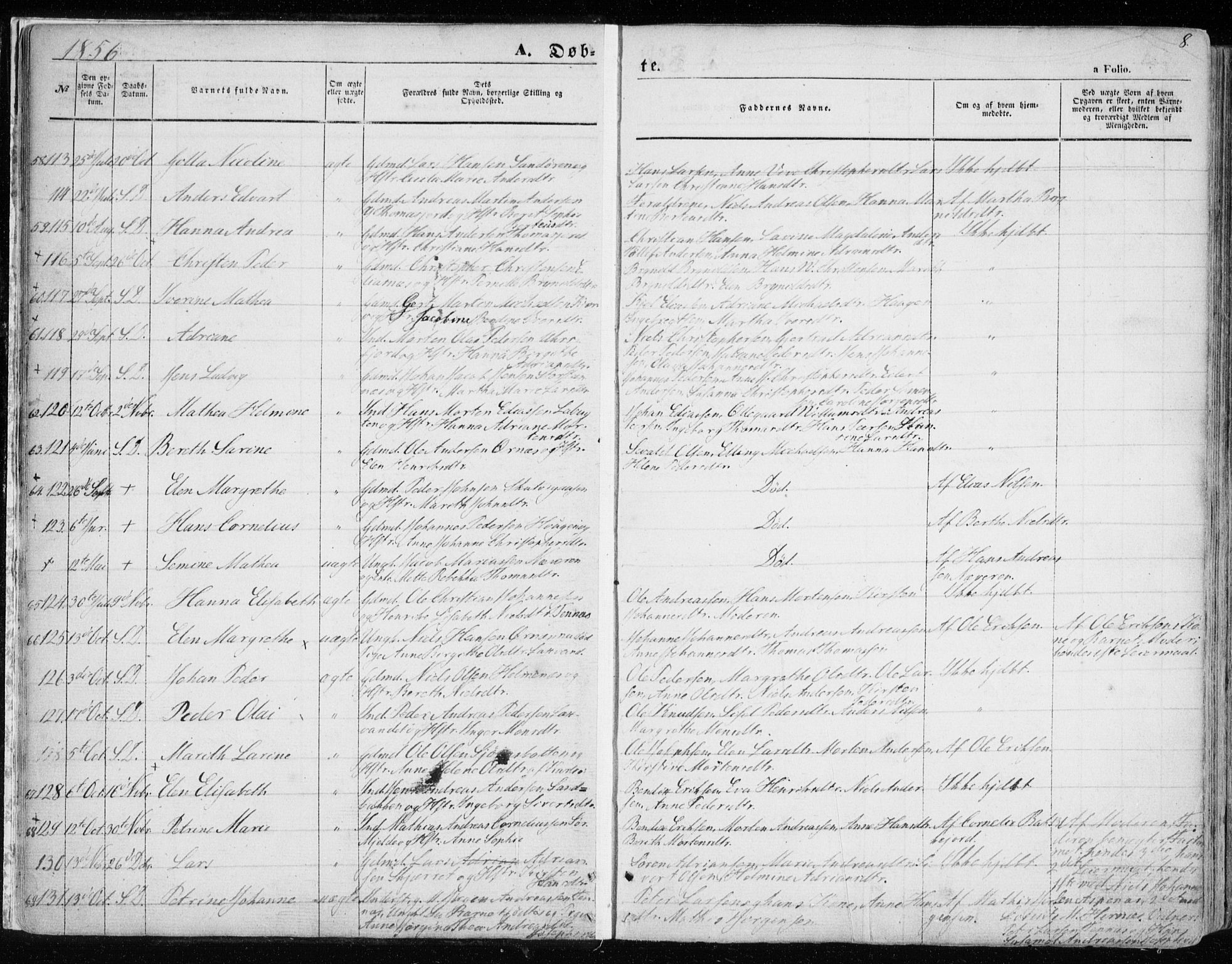 Balsfjord sokneprestembete, AV/SATØ-S-1303/G/Ga/L0003kirke: Ministerialbok nr. 3, 1856-1870, s. 8