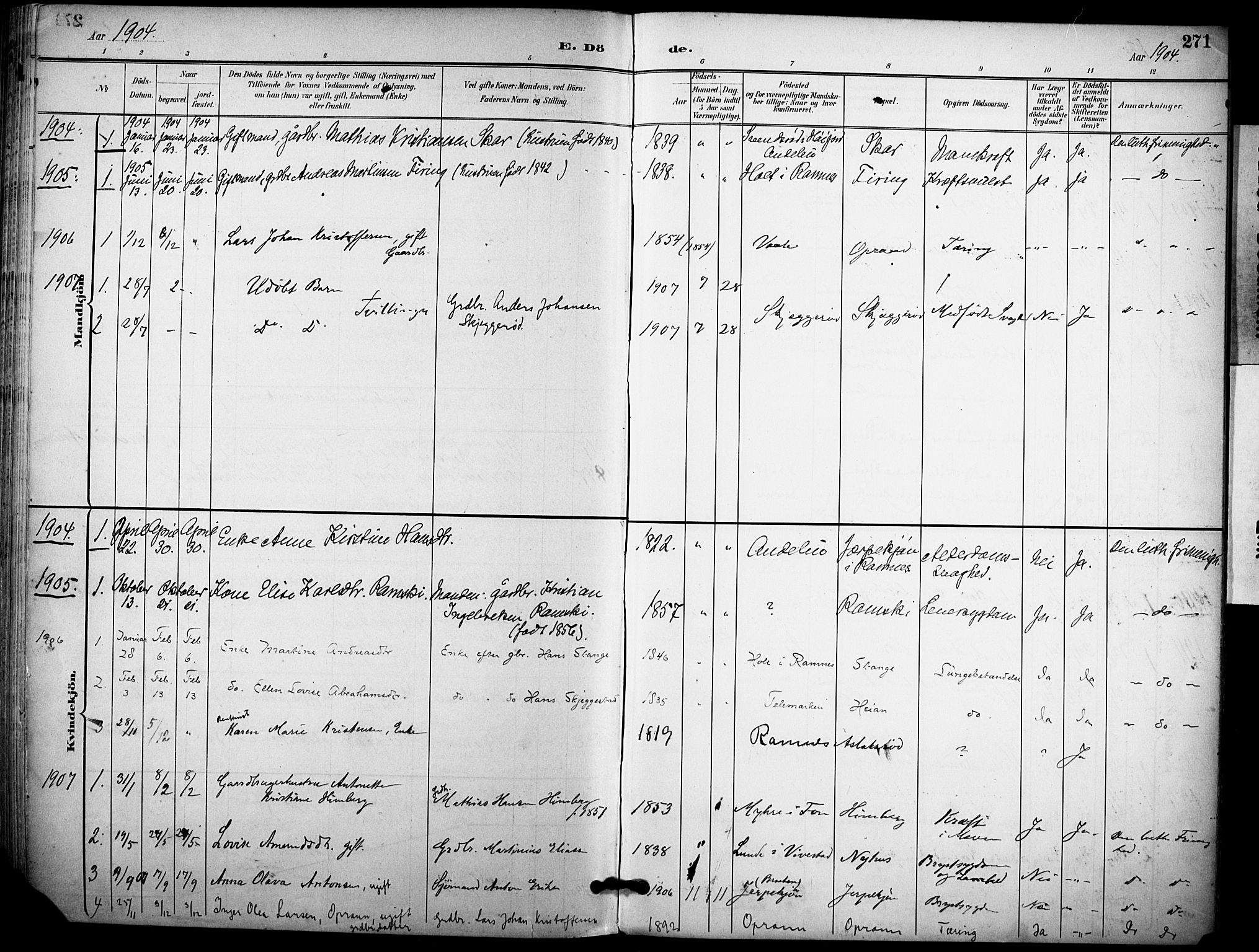Ramnes kirkebøker, AV/SAKO-A-314/F/Fa/L0008: Ministerialbok nr. I 8, 1896-1913, s. 271