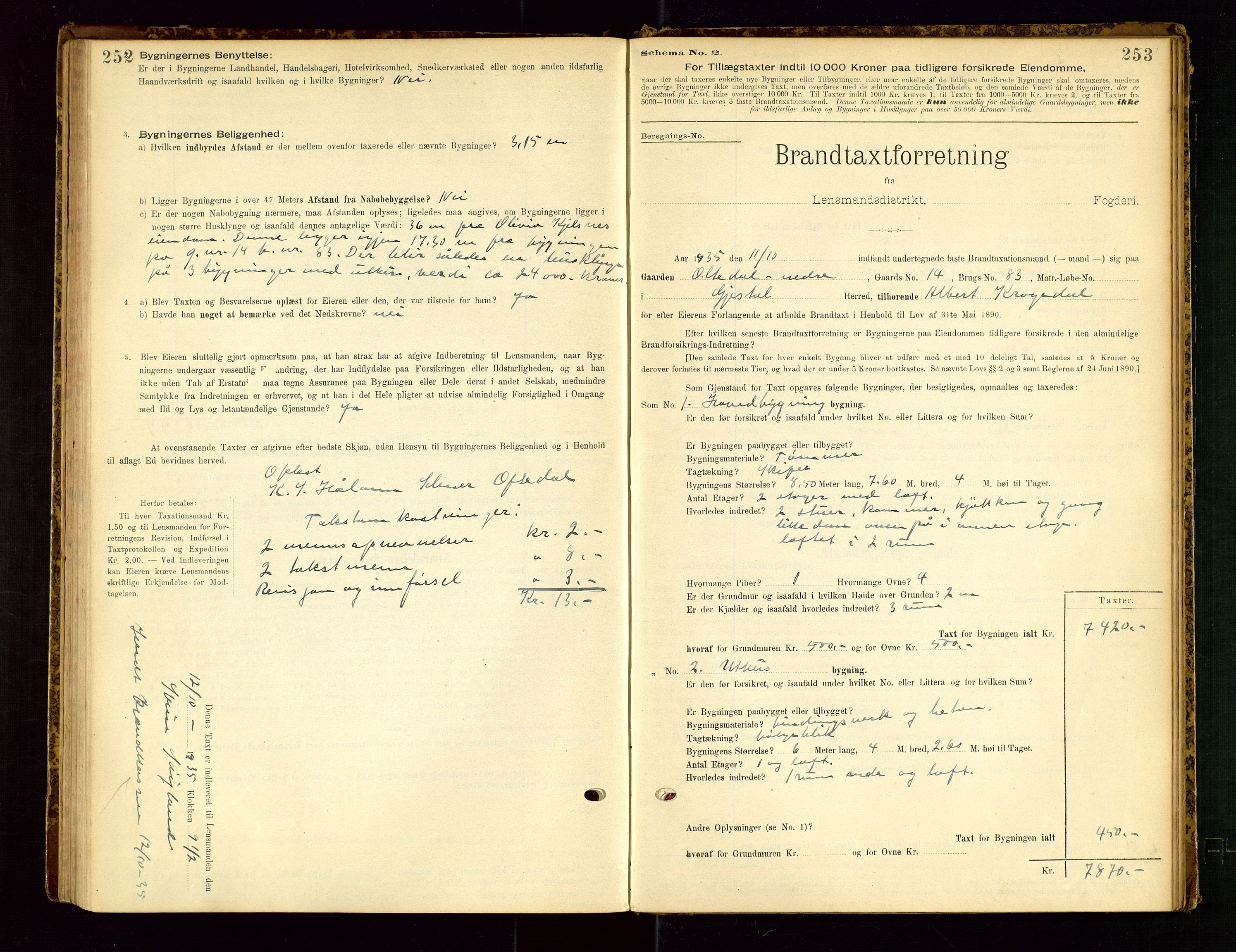 Gjesdal lensmannskontor, SAST/A-100441/Go/L0007: Branntakstskjemaprotokoll, 1894-1937, s. 252-253