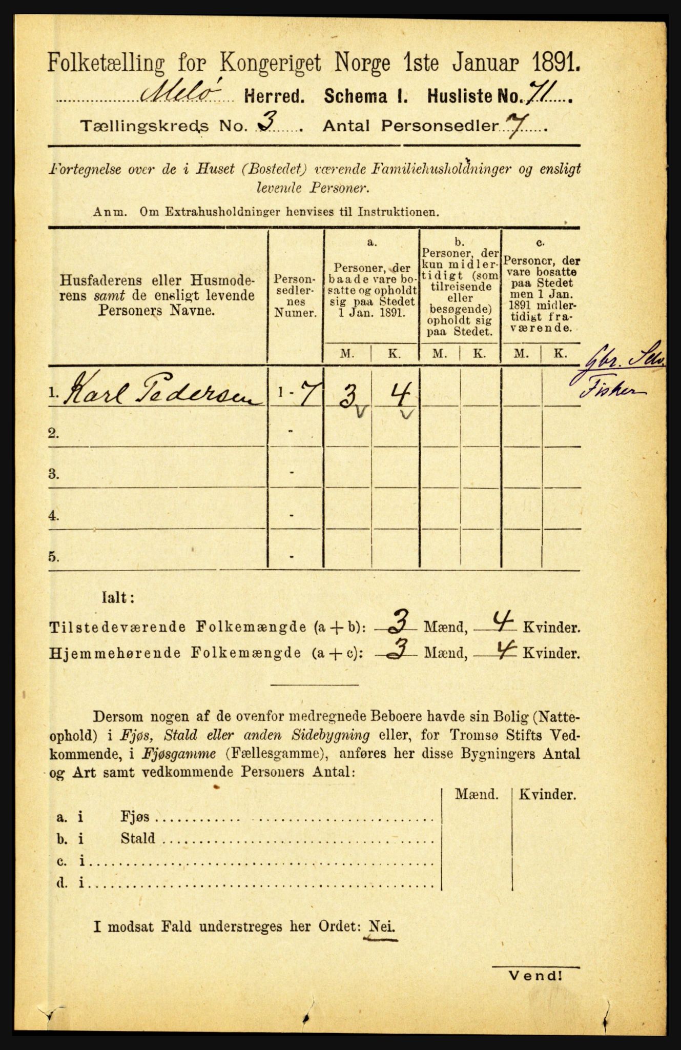 RA, Folketelling 1891 for 1837 Meløy herred, 1891, s. 916