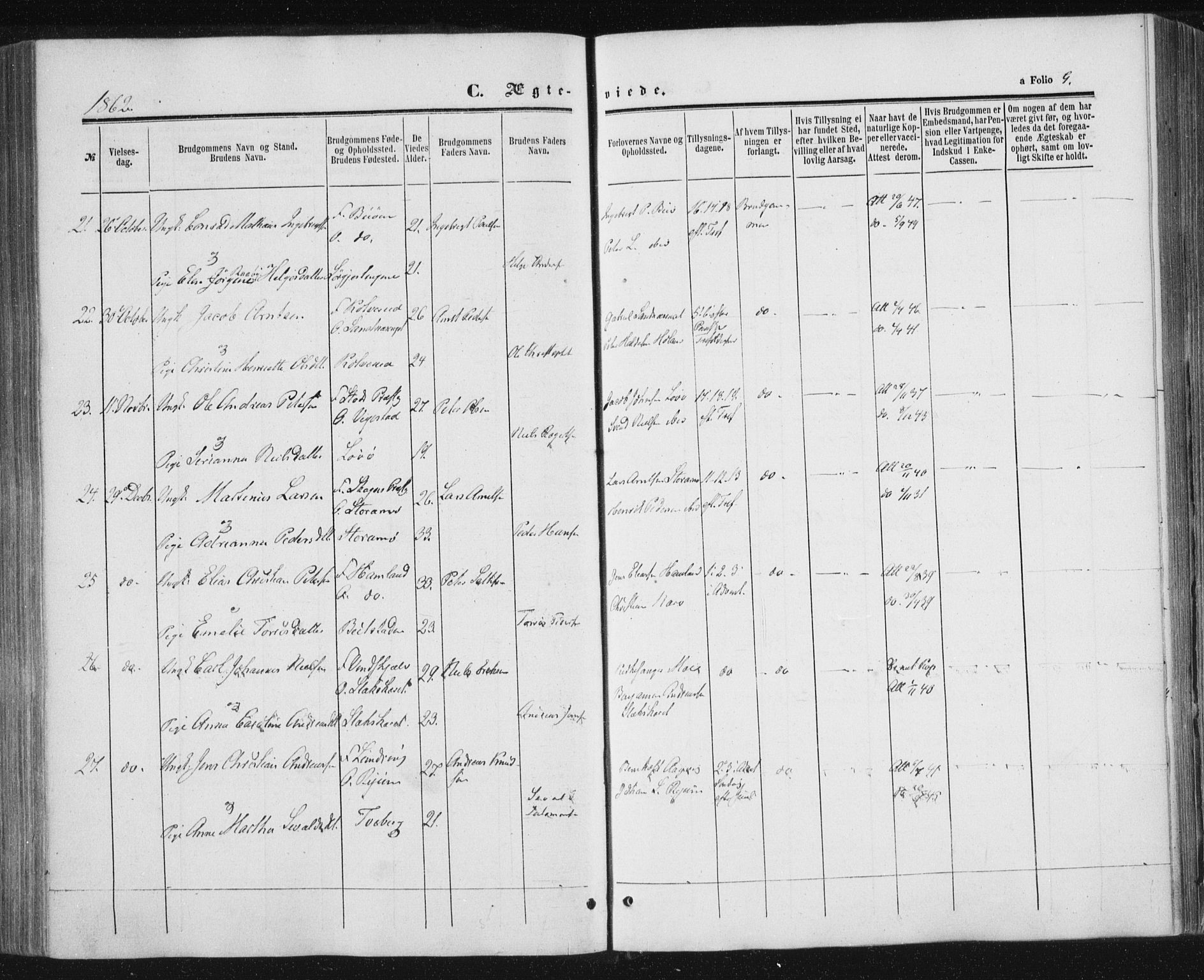 Ministerialprotokoller, klokkerbøker og fødselsregistre - Nord-Trøndelag, SAT/A-1458/784/L0670: Ministerialbok nr. 784A05, 1860-1876, s. 9
