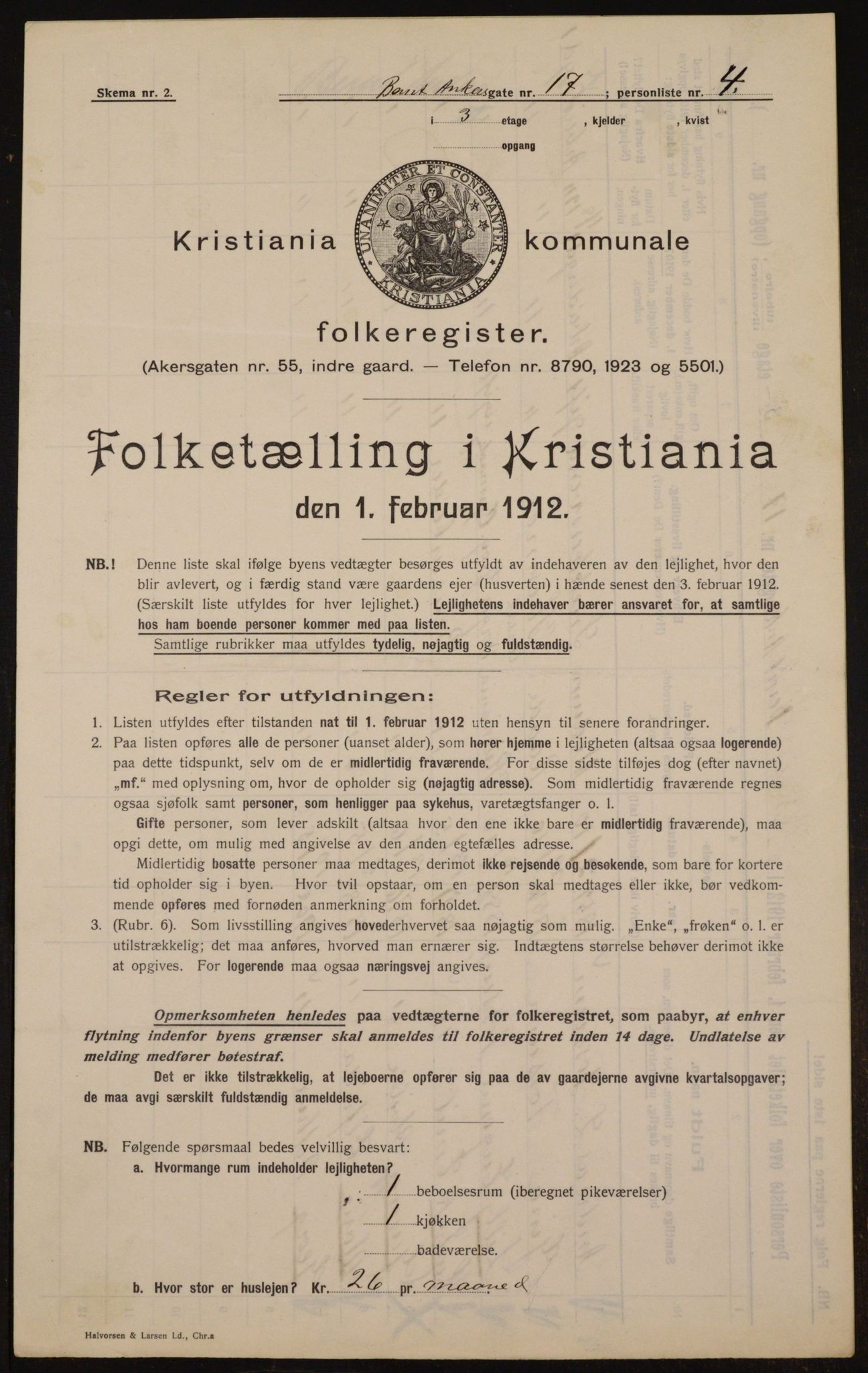 OBA, Kommunal folketelling 1.2.1912 for Kristiania, 1912, s. 4725