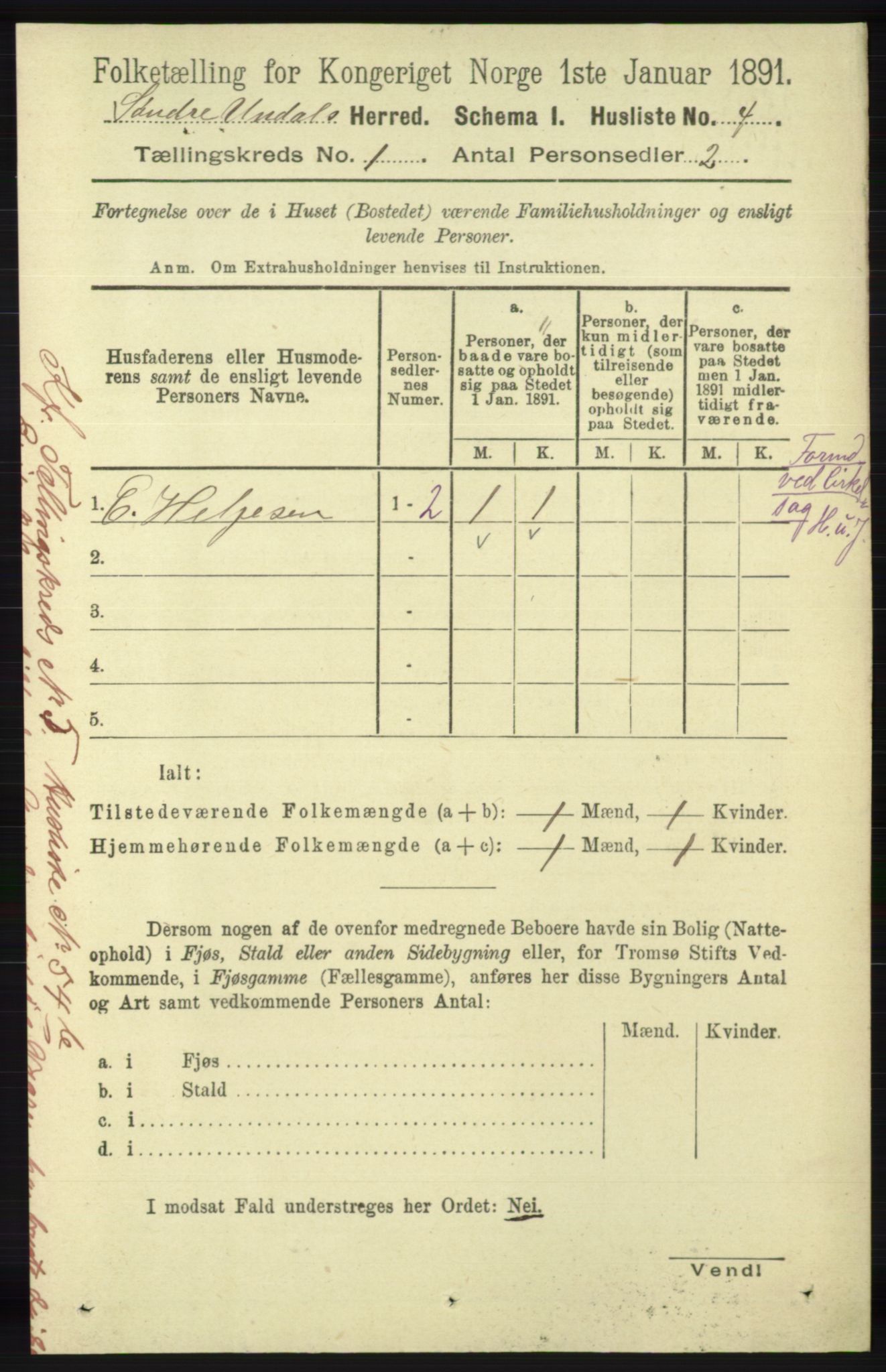 RA, Folketelling 1891 for 1029 Sør-Audnedal herred, 1891, s. 45