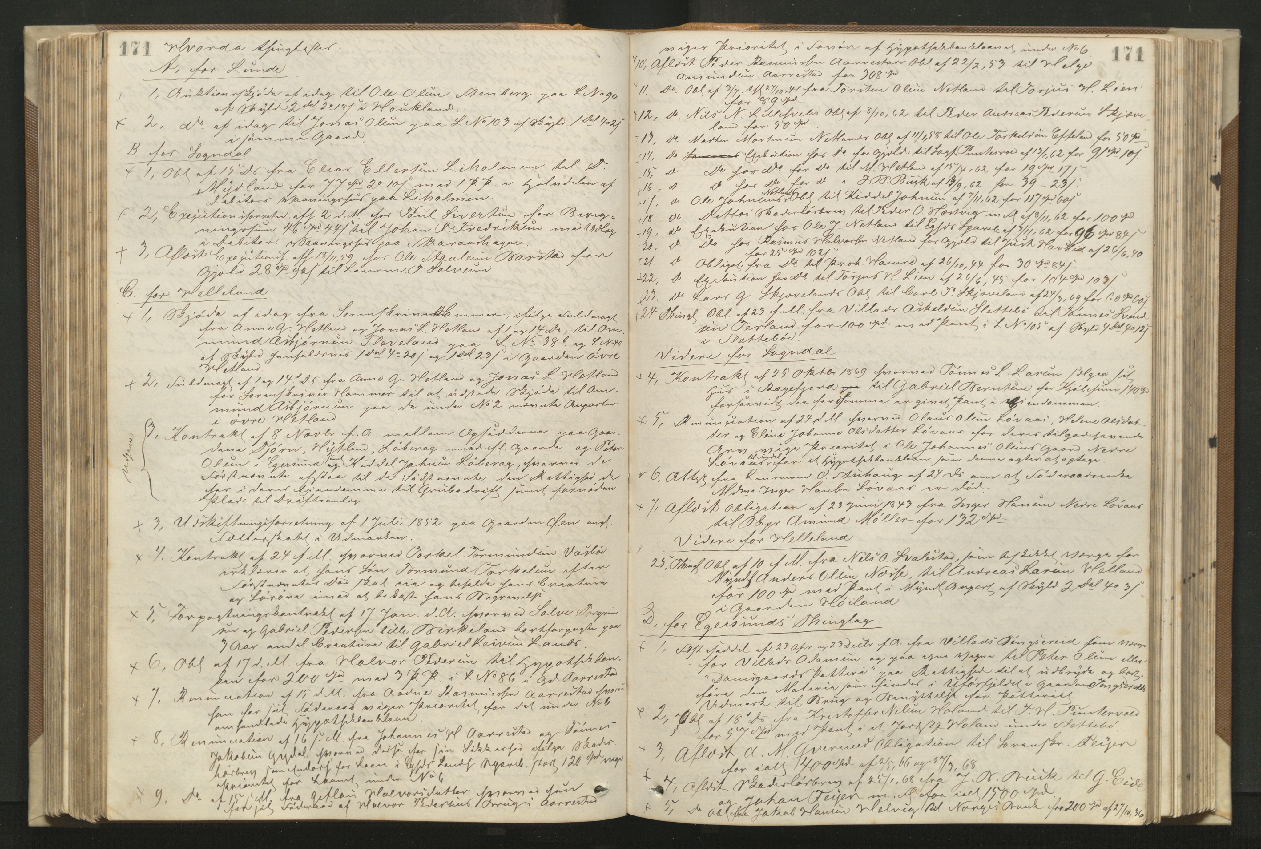 Dalane sorenskriveri, AV/SAST-A-100309/001/3/30/30BA/L0001: TINGBOK, 1868-1875, s. 171