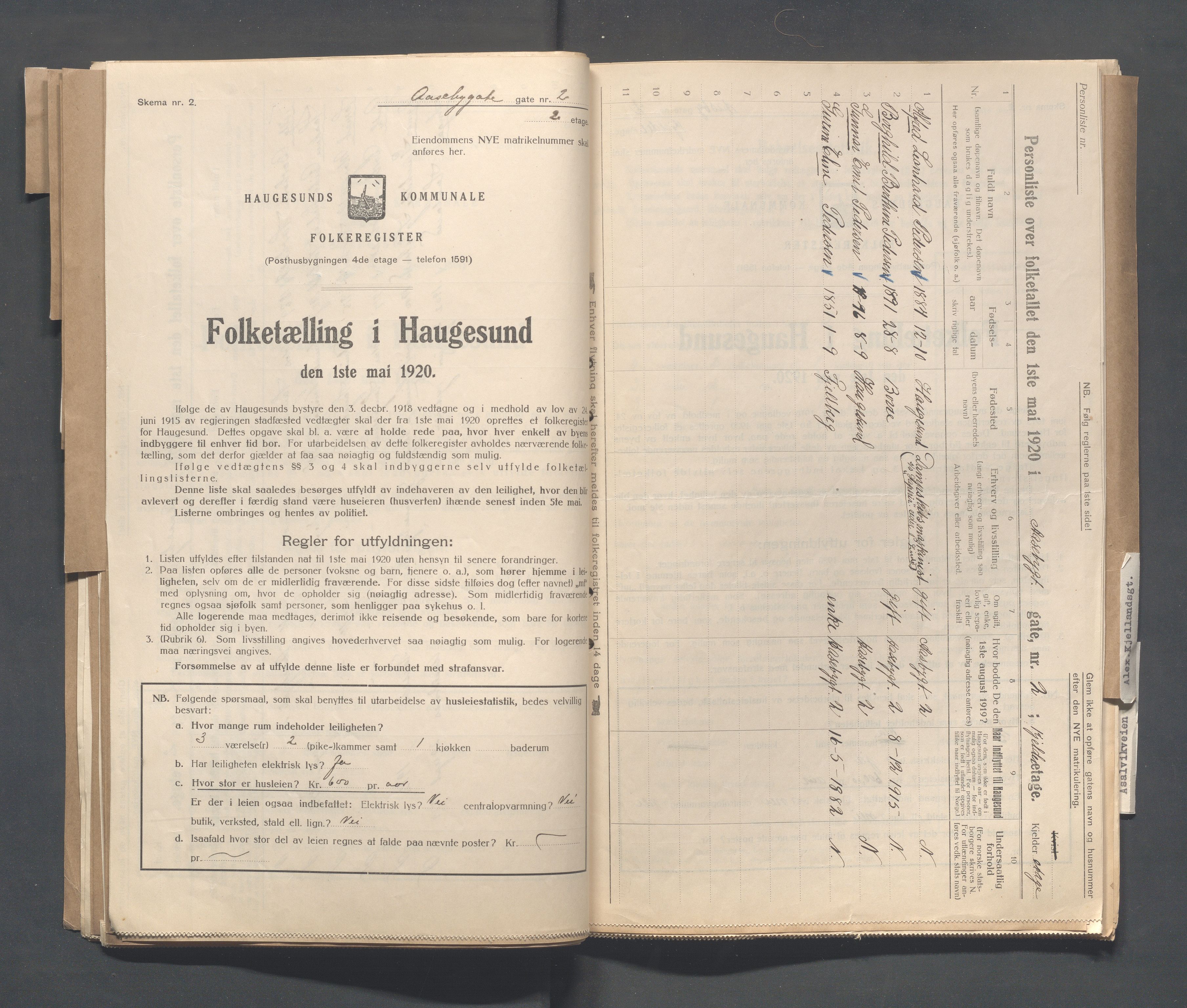 IKAR, Kommunal folketelling 1.5.1920 for Haugesund, 1920, s. 26