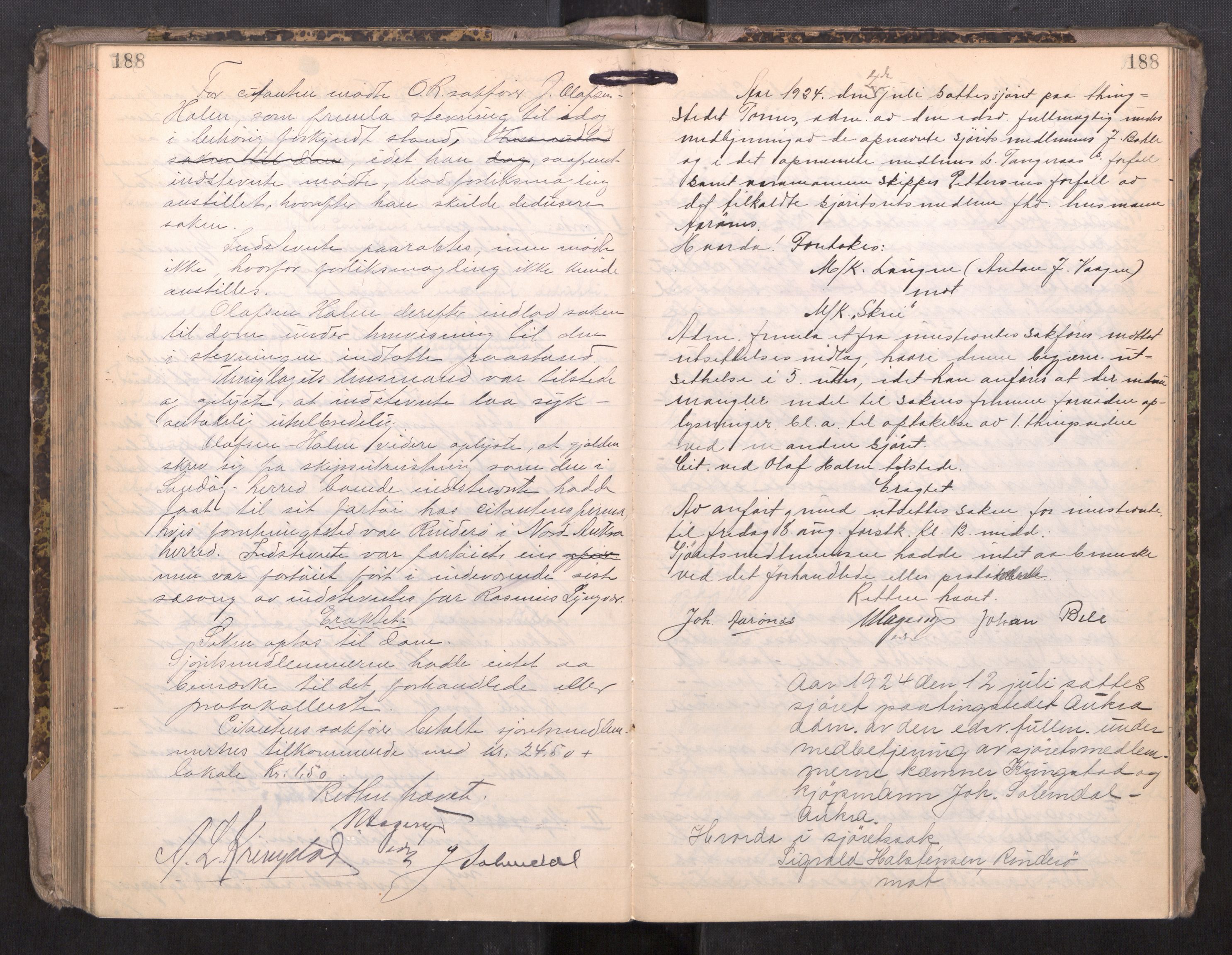Romsdal sorenskriveri, AV/SAT-A-4149/1/1/1B/L0021: Ekstrarettsprotokoll, 1921-1933, s. 188